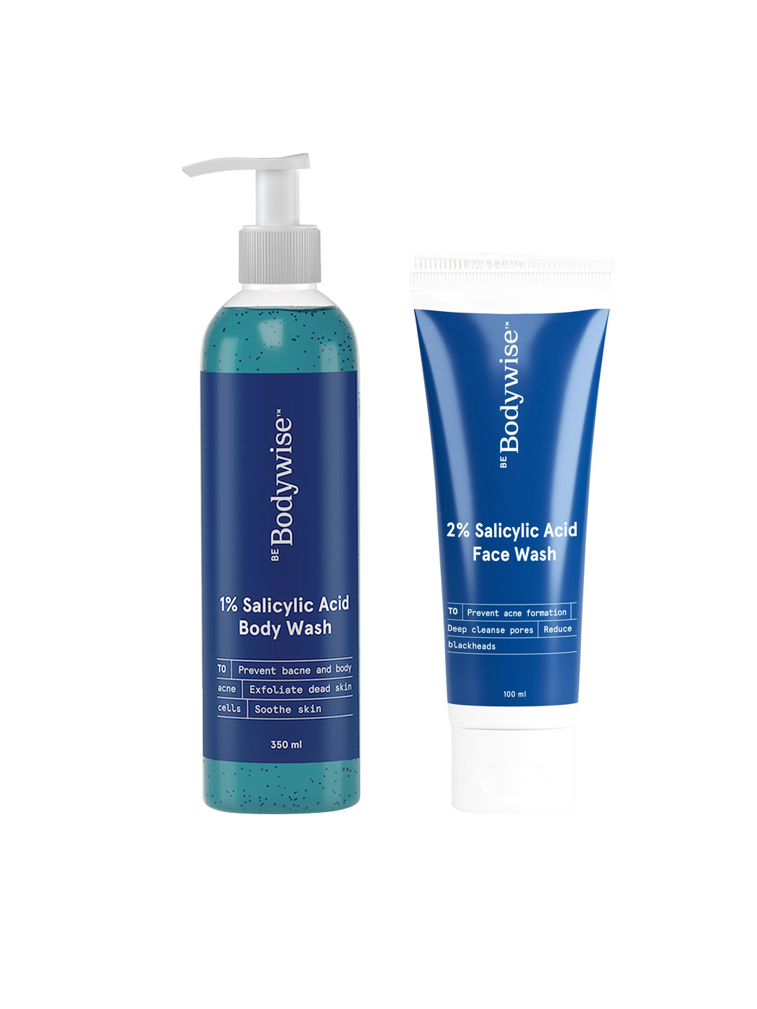

Be Bodywise Set of Salicylic Acid Face Wash 100ml & Body Wash 350ml, Blue