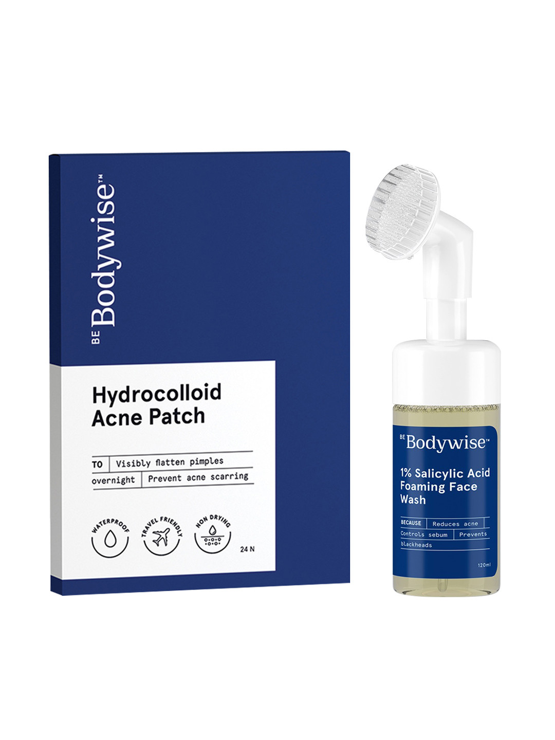

Be Bodywise Set of 1% Salicylic Acid Face Wash 120ml & Hydrocolloid Acne Patches 24Pcs, Blue
