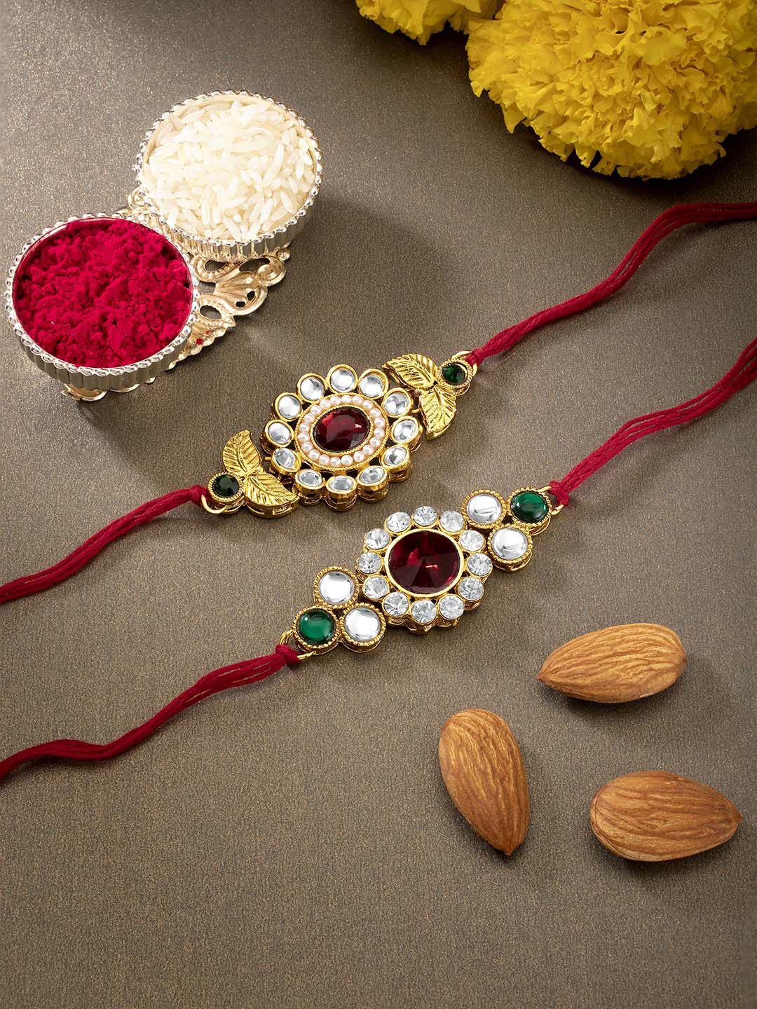 

Peora 2 Pieces Multicoloured Beaded Rakhi Set, Multi