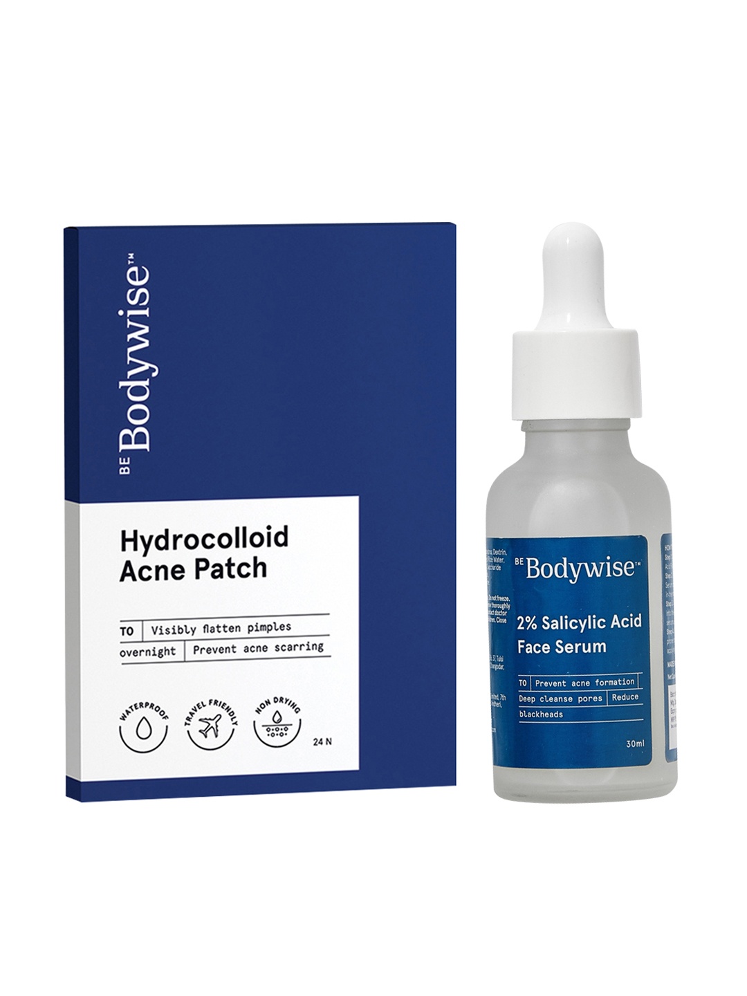 

Be Bodywise Set of 2% Salicylic Acid Face Serum 30ml & Hydrocolloid Acne Patches 24Pcs, Blue