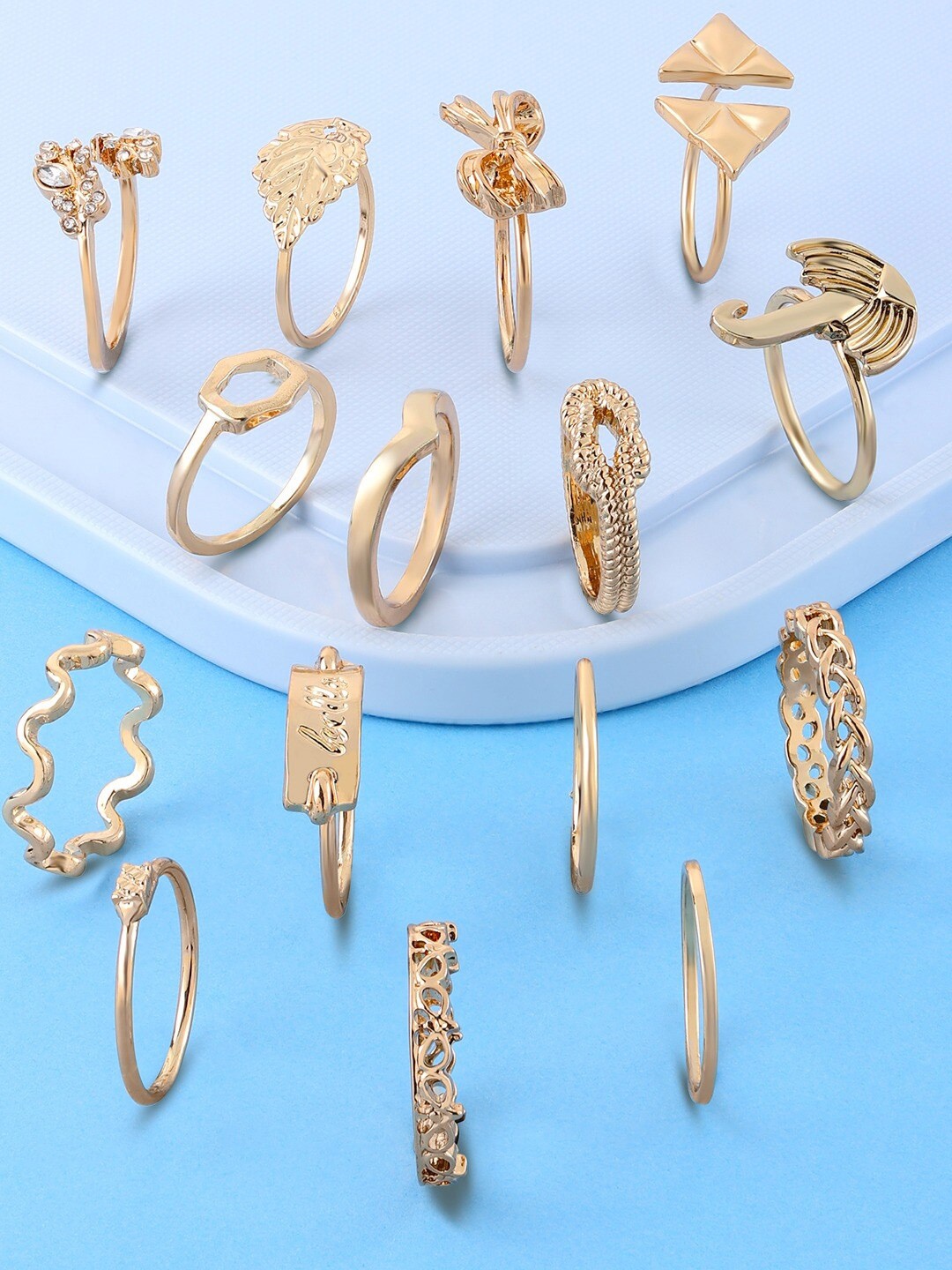 

AMI Set Of 15 Gold-Plated Contemporary Stackable Rings