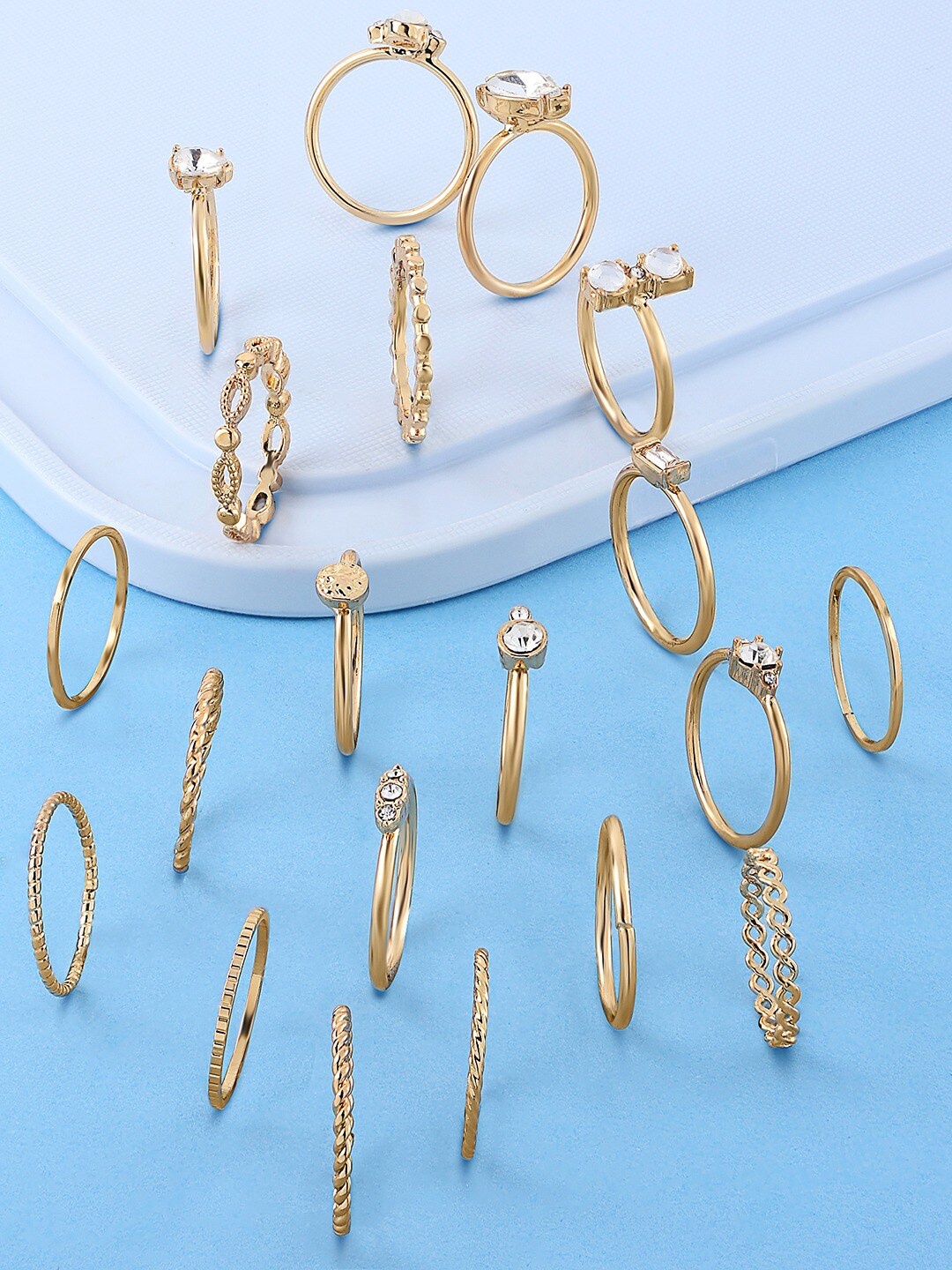 

AMI Set Of 20 Gold-Plated Contemporary Stackable Finger Rings