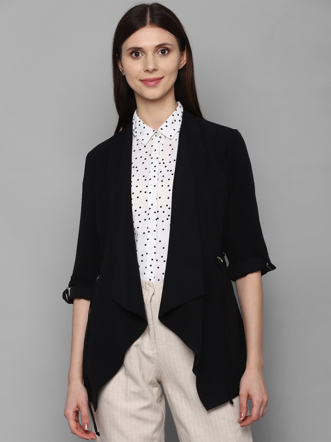 

Allen Solly Woman Women Black Longline Open Front Jacket