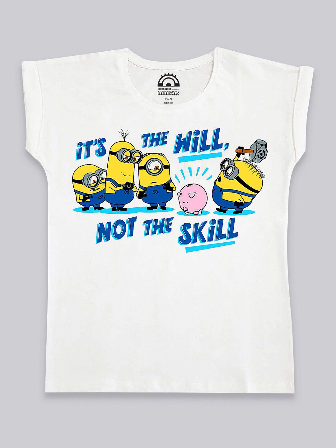 

Kids Ville Boys White Minions Printed Pure Cotton T-shirts