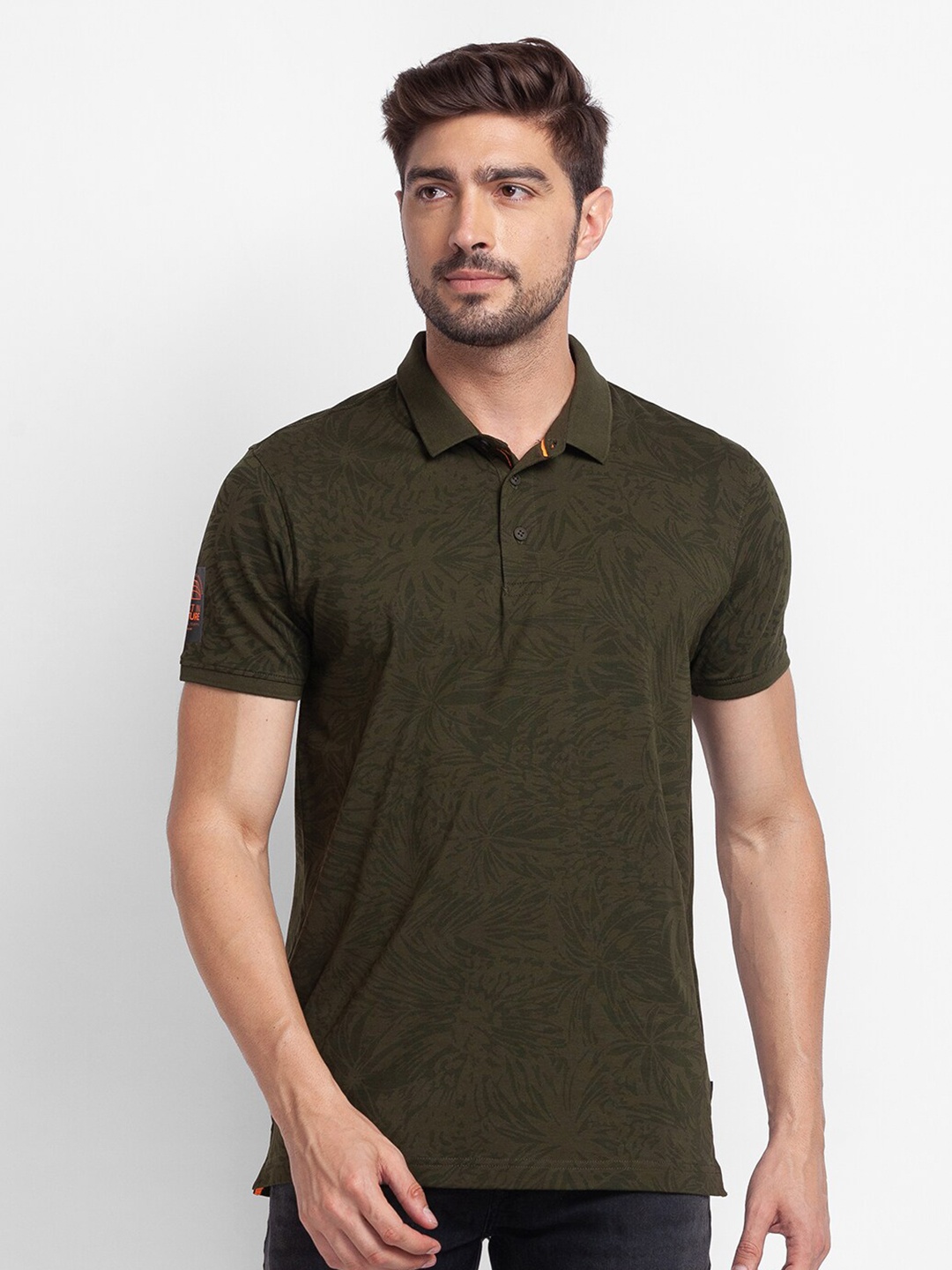 

SPYKAR Men Green Polo Collar Slim Fit T-shirt