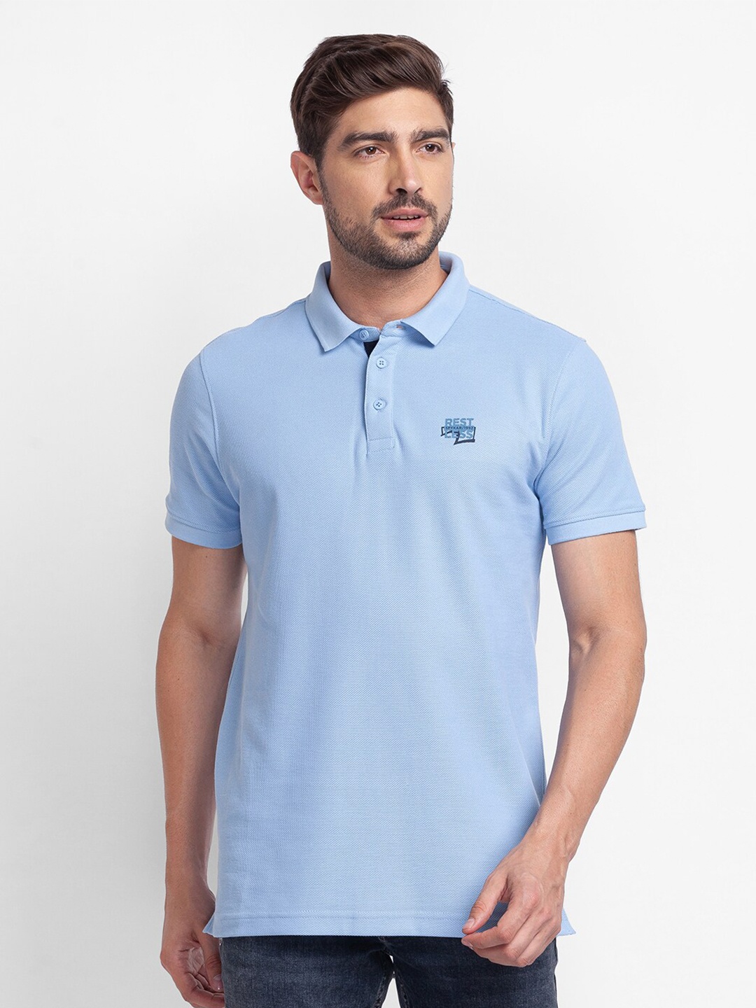 

SPYKAR Men Blue Polo Collar Slim Fit T-shirt