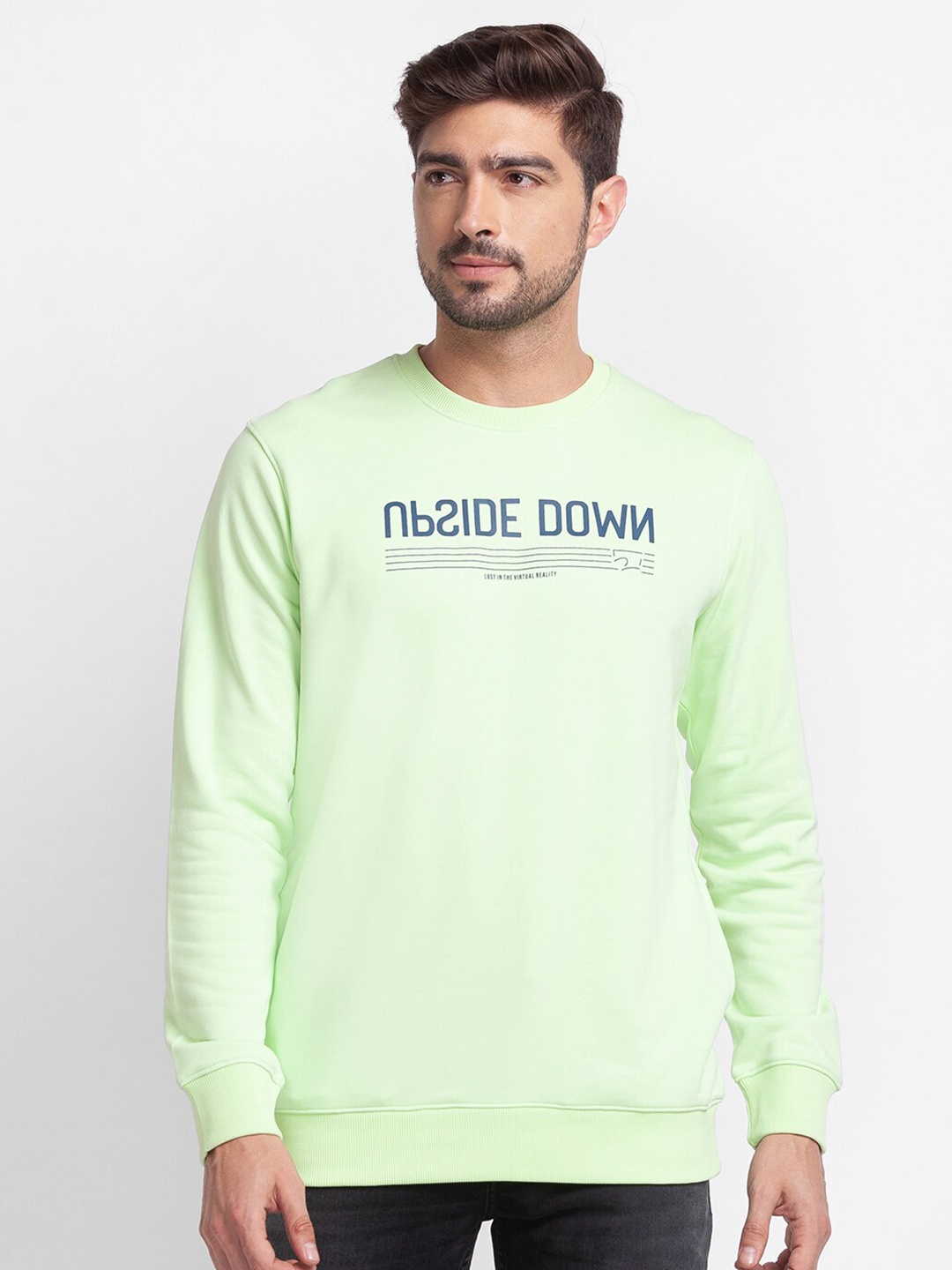 

SPYKAR Men Green Printed Sweatshirt