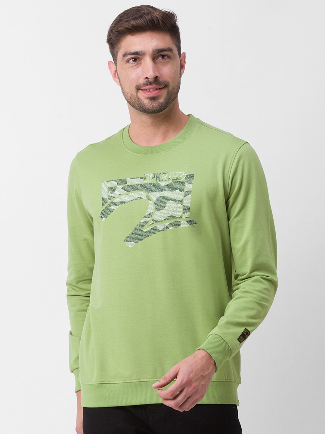 

SPYKAR Men Green Printed Sweatshirt