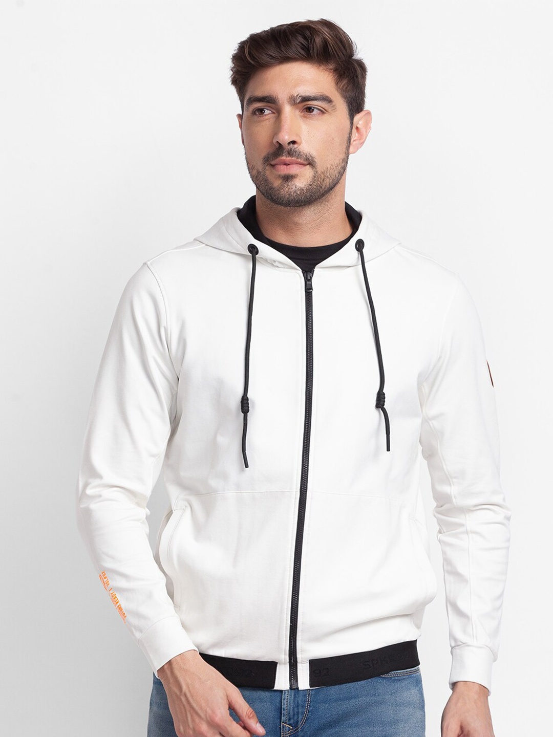 

SPYKAR Men Grey Hooded Sweatshirt