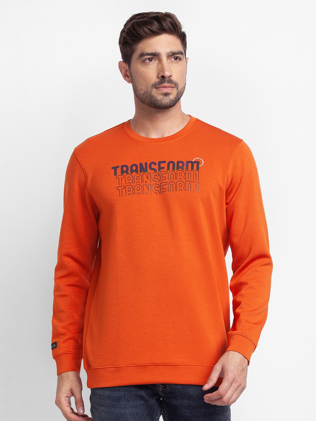 

SPYKAR Men Orange Printed Sweatshirt