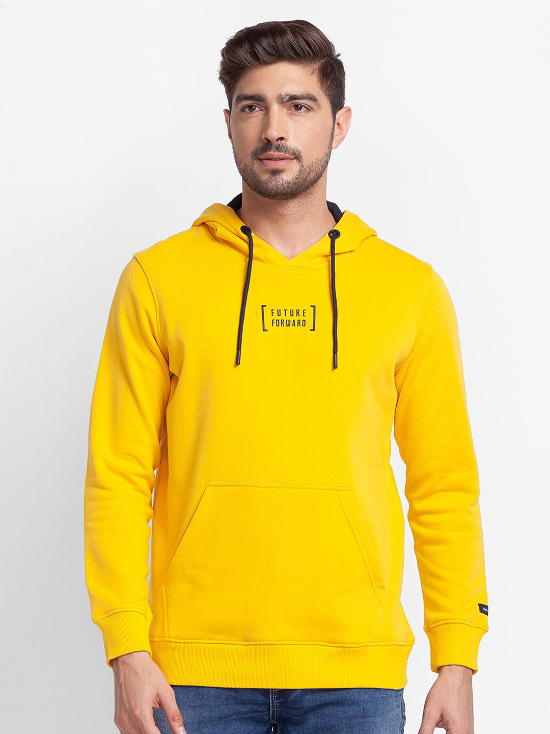 

SPYKAR Men Yellow Hooded Sweatshirt