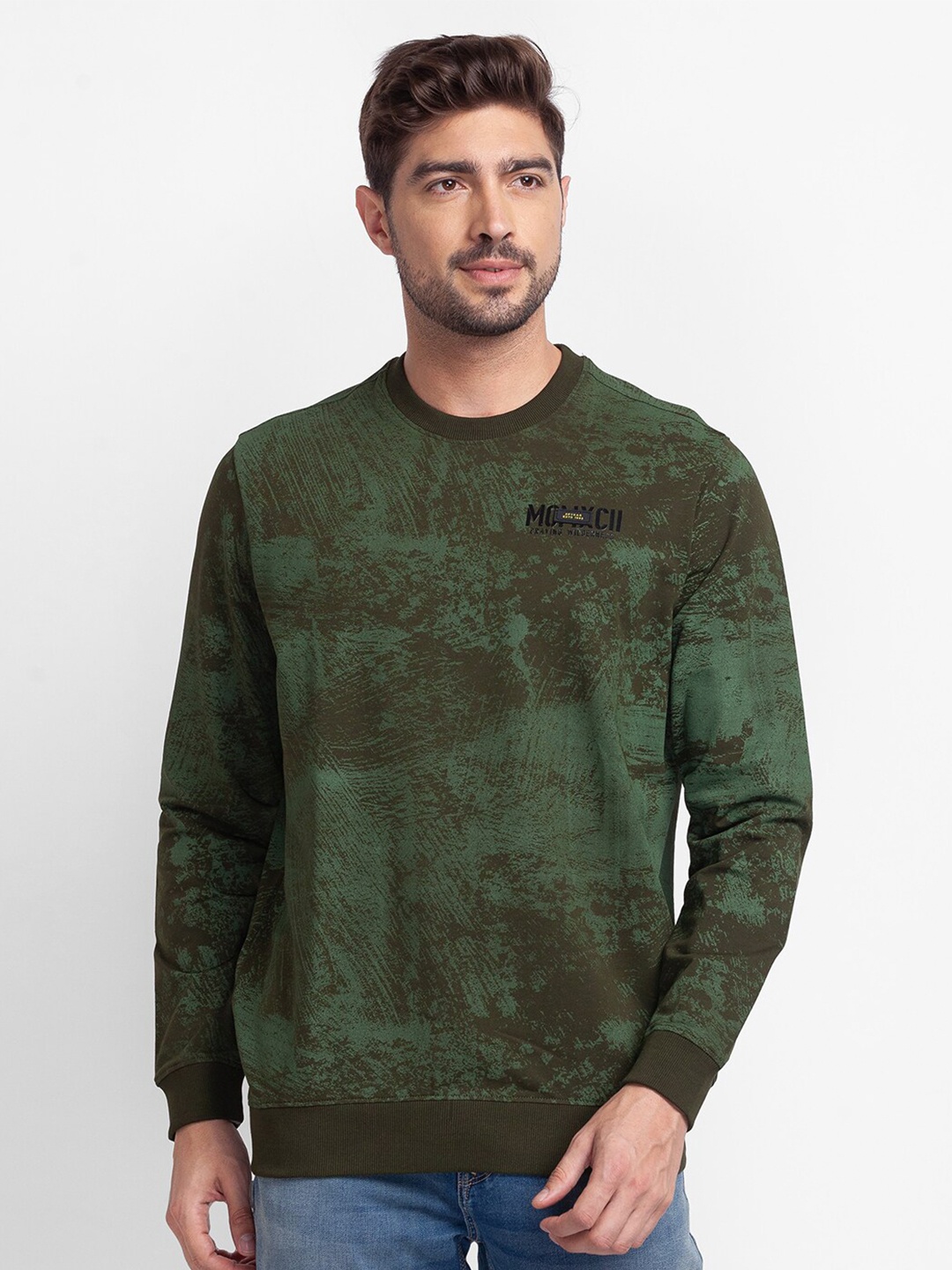 

SPYKAR Men Green Printed Sweatshirt