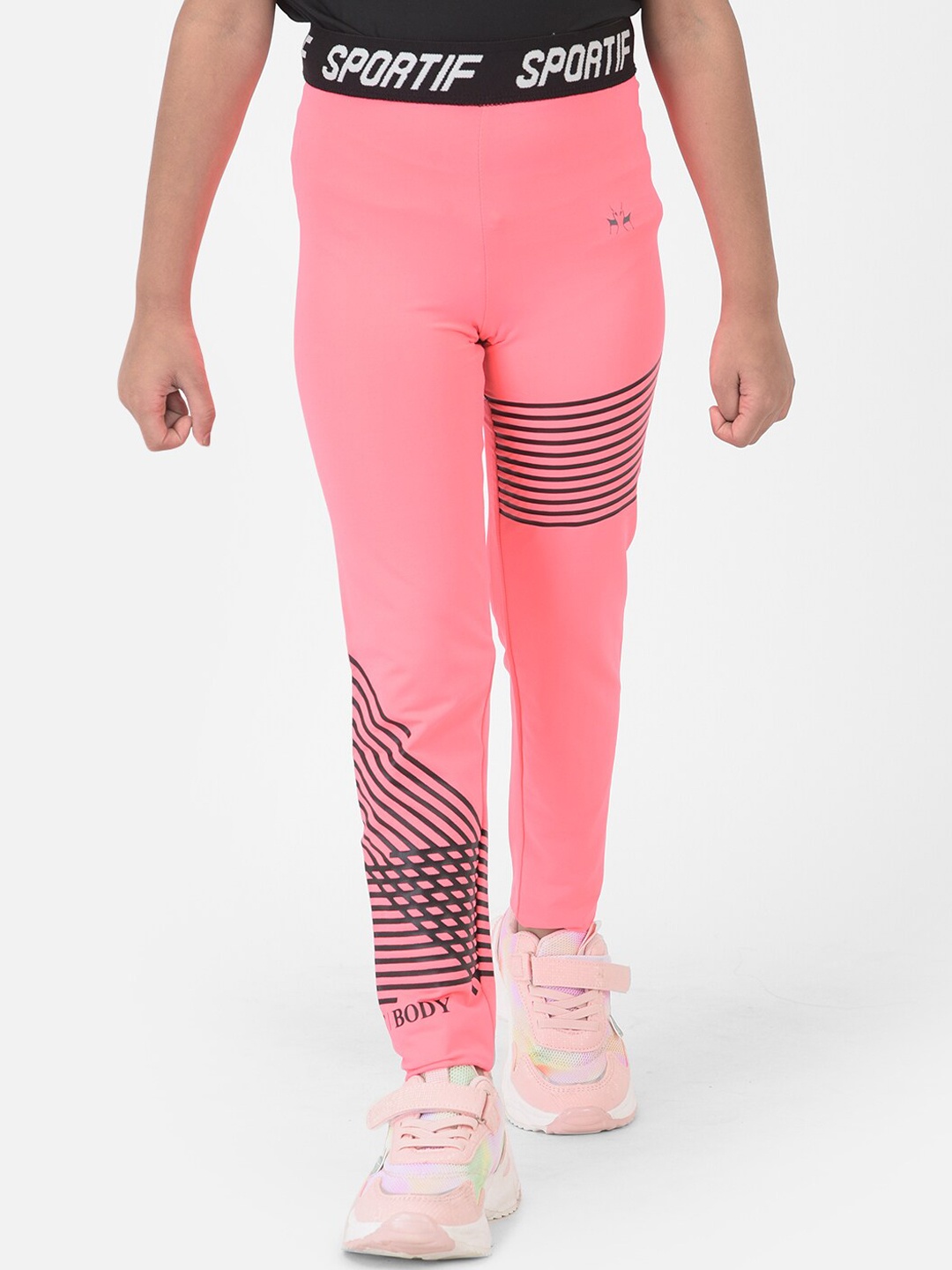 

Crimsoune Club Girls Pink Printed Track Pant