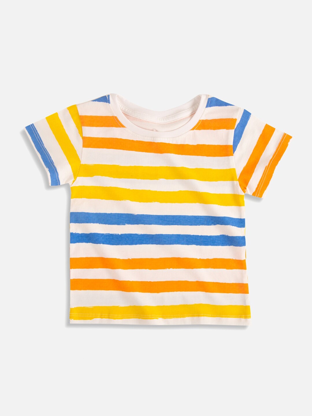 

You Got Plan B Girls White Striped Pure Cotton T-shirt