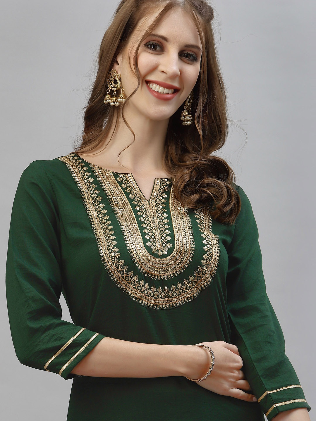 

SANISA Women Green & pine tree Kurta
