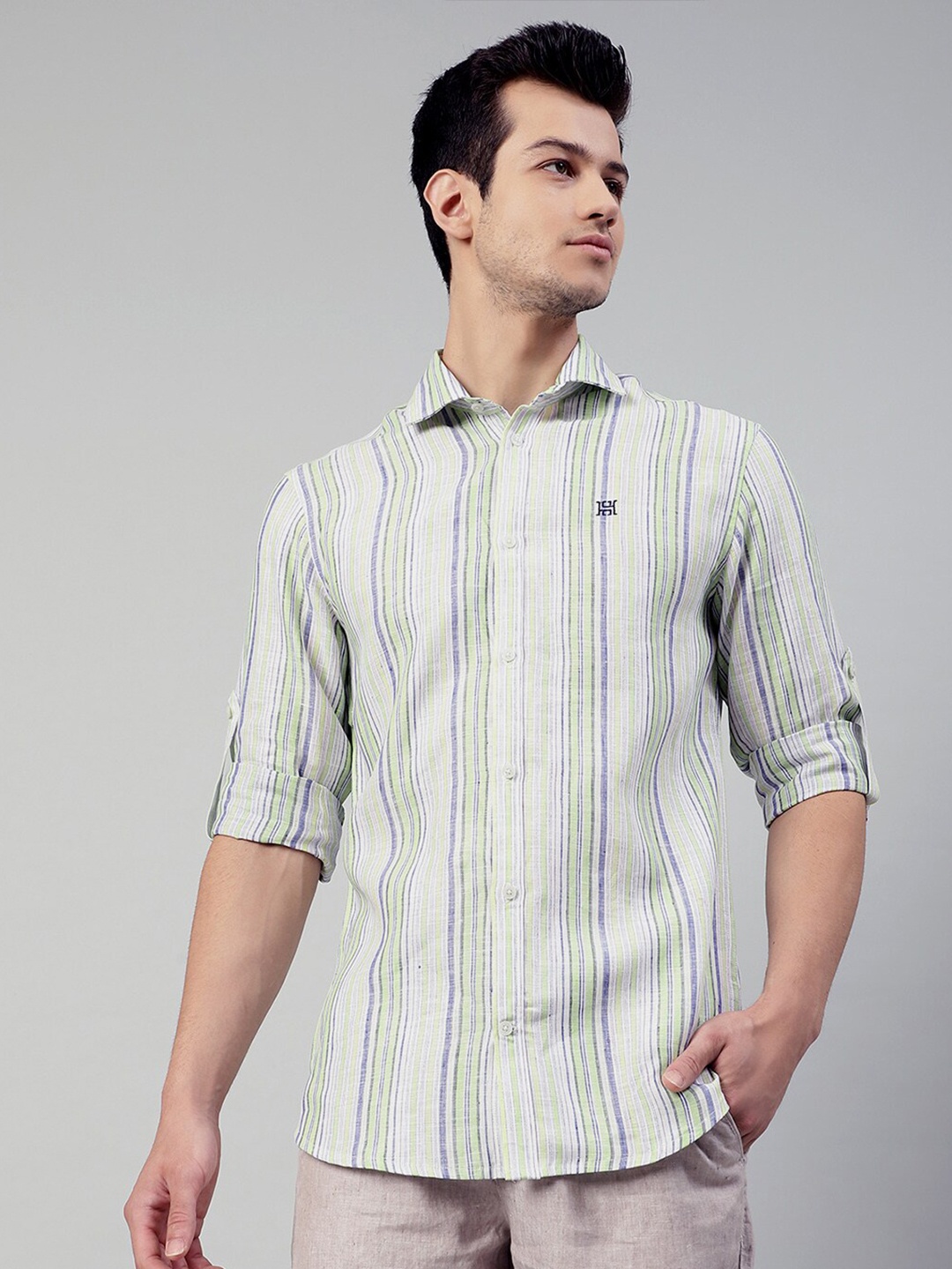 

HARSAM Men Multicoloured Striped Casual Shirt, Multi
