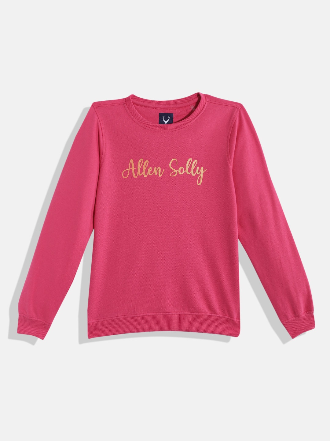 

Allen Solly Junior Girls Fuchsia Pink & Yellow Brand Logo Print Sweatshirt