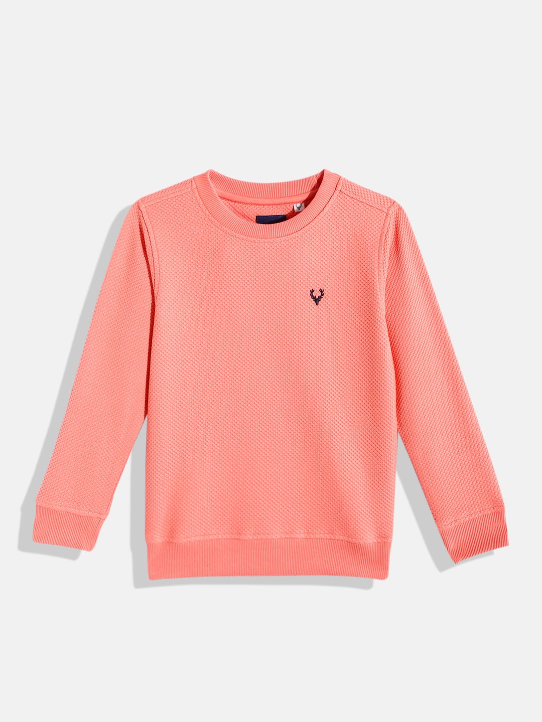 

Allen Solly Junior Boys Peach-Coloured Self-Design Sweatshirt