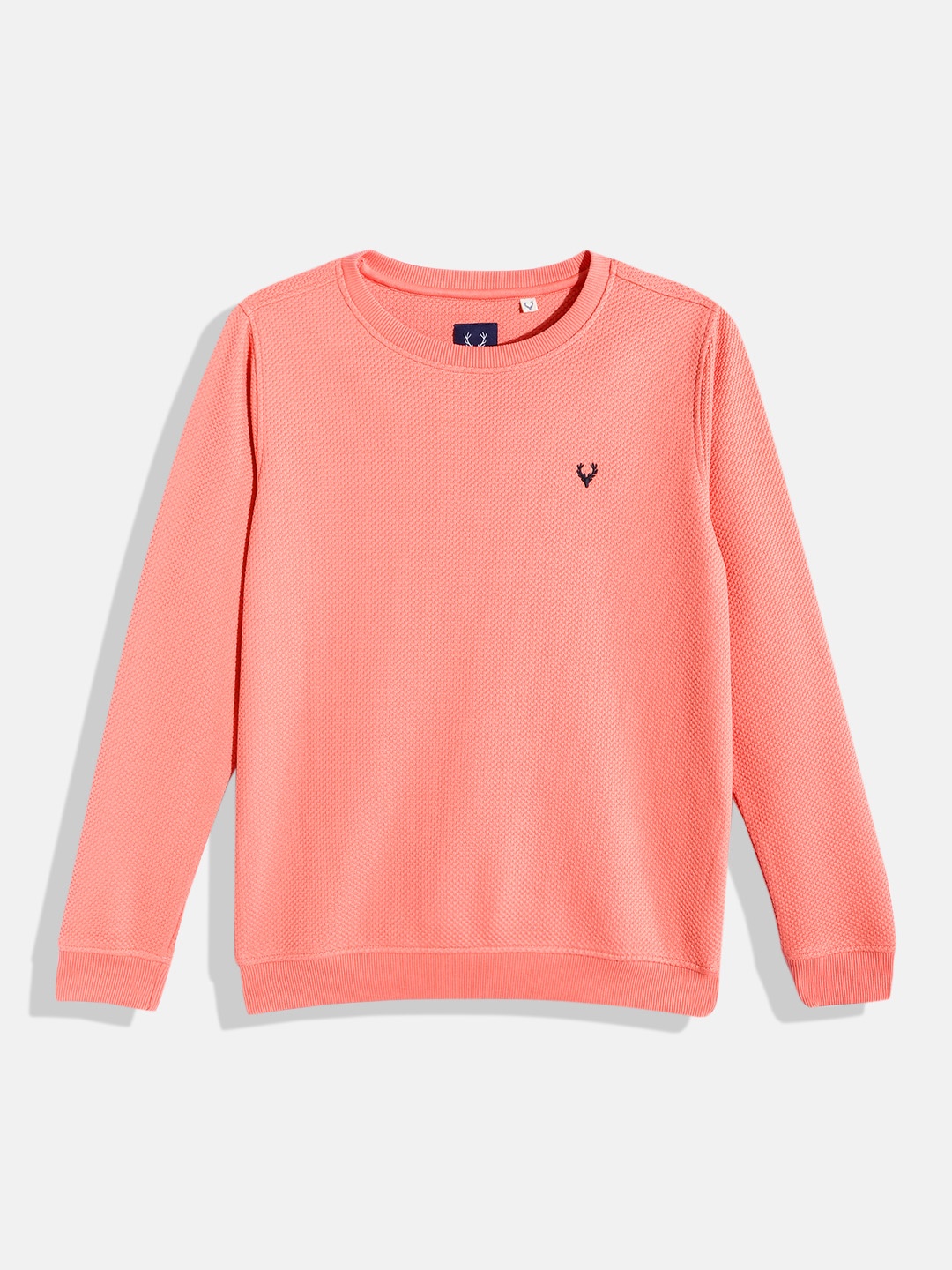 

Allen Solly Junior Boys Peach-Coloured Self-Design Sweatshirt