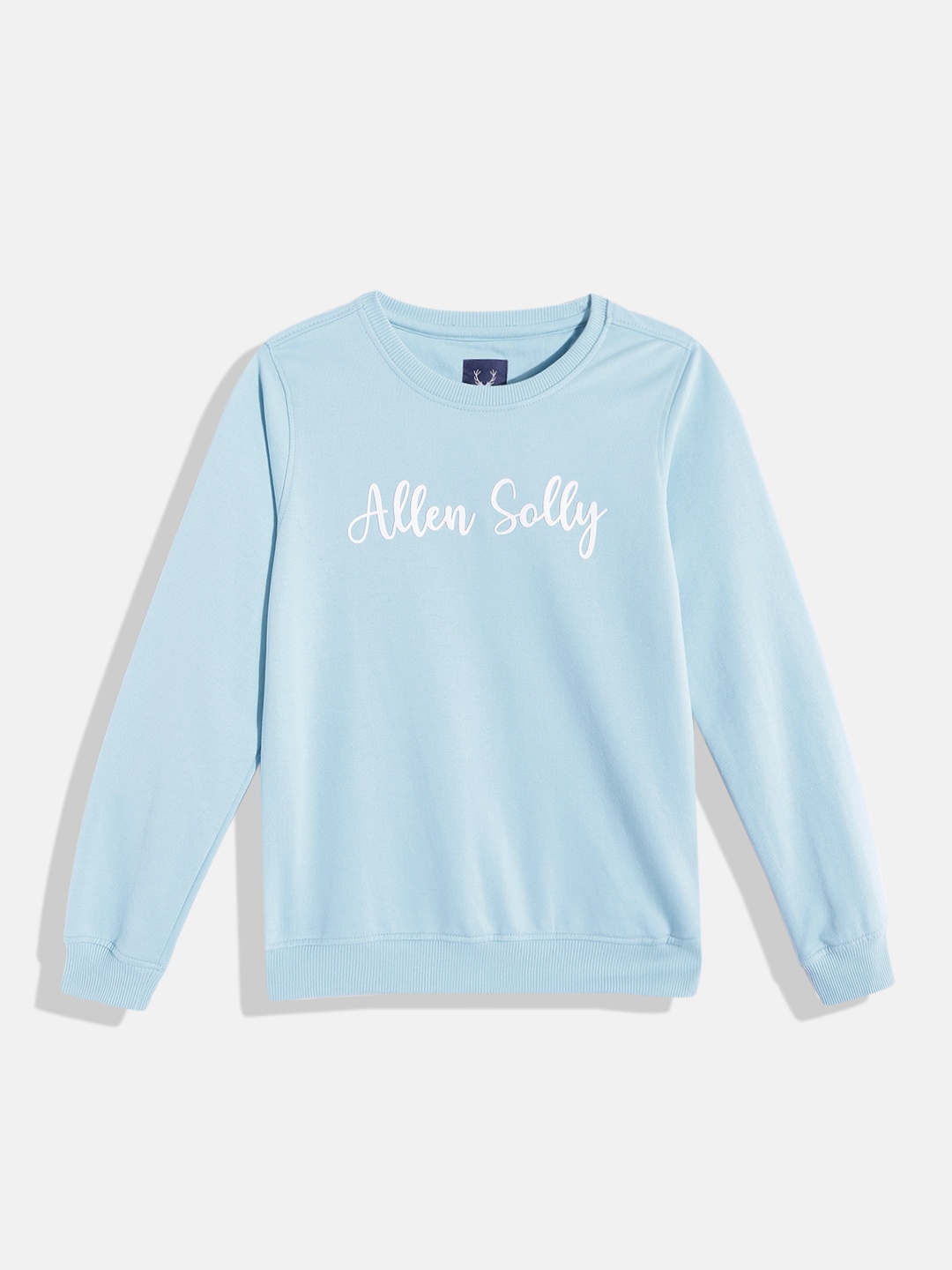

Allen Solly Junior Girls Blue & White Brand Logo Printed Sweatshirt