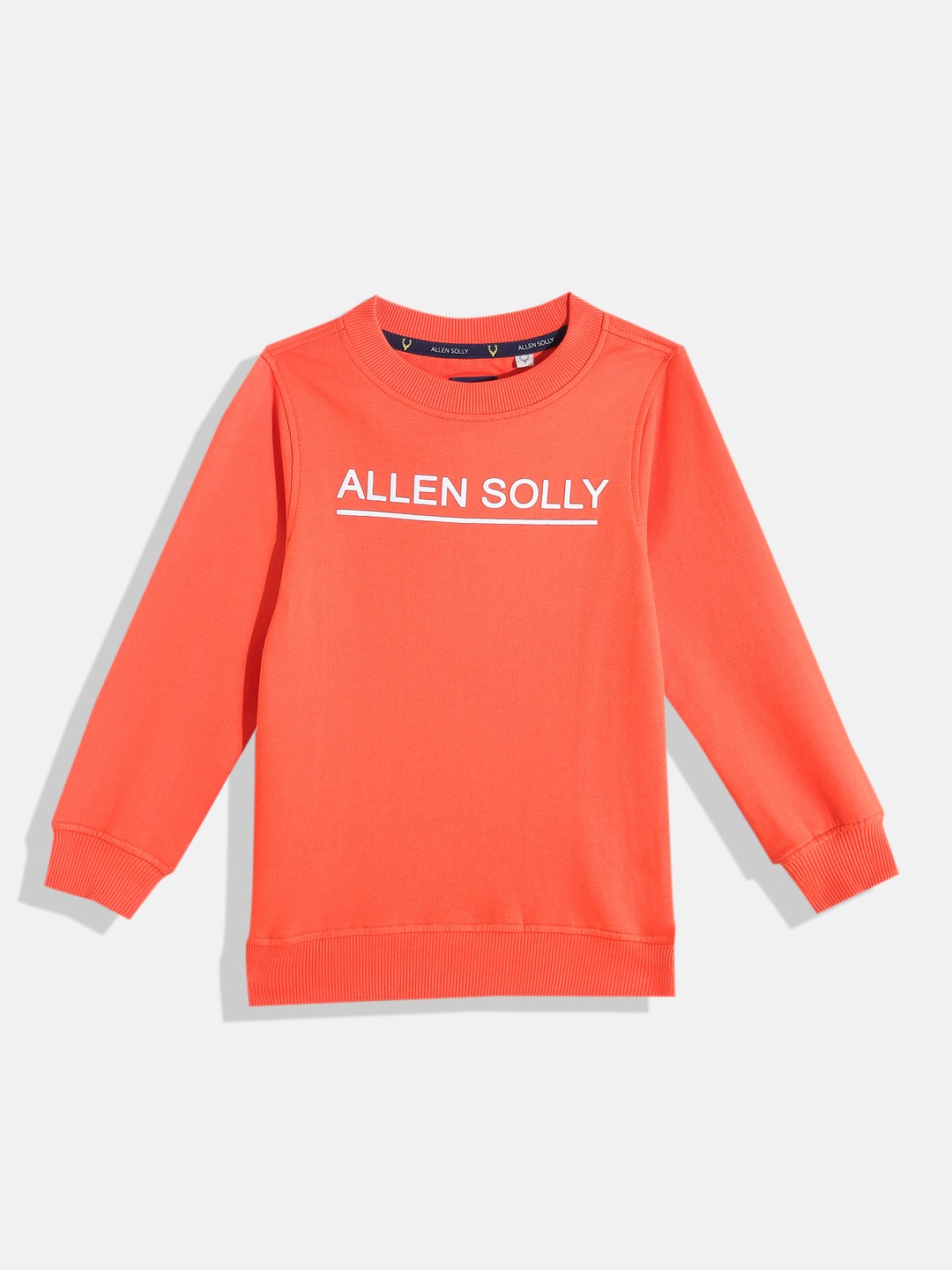 

Allen Solly Junior Boys Orange & White Brand Logo Printed Cotton Sweatshirt