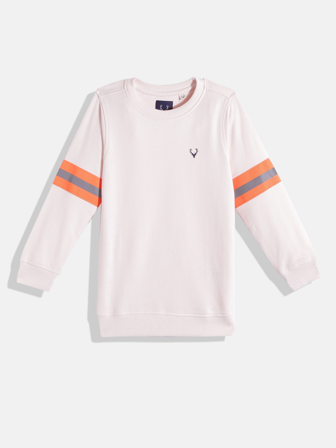 

Allen Solly Junior Boys Peach-Coloured Solid Pure Cotton Sweatshirt