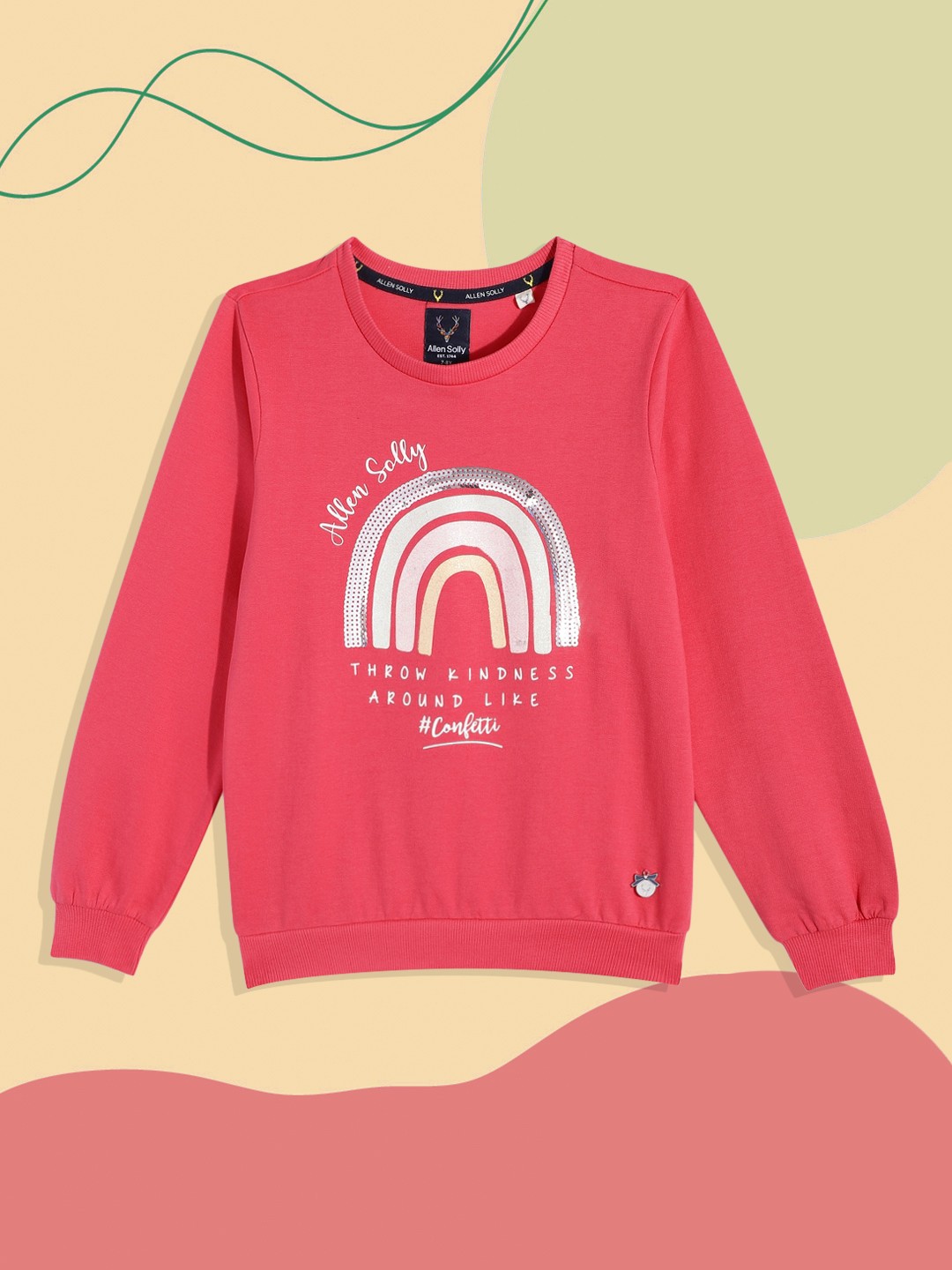 

Allen Solly Junior Girls Pink Printed with Sequin Sweatshirt