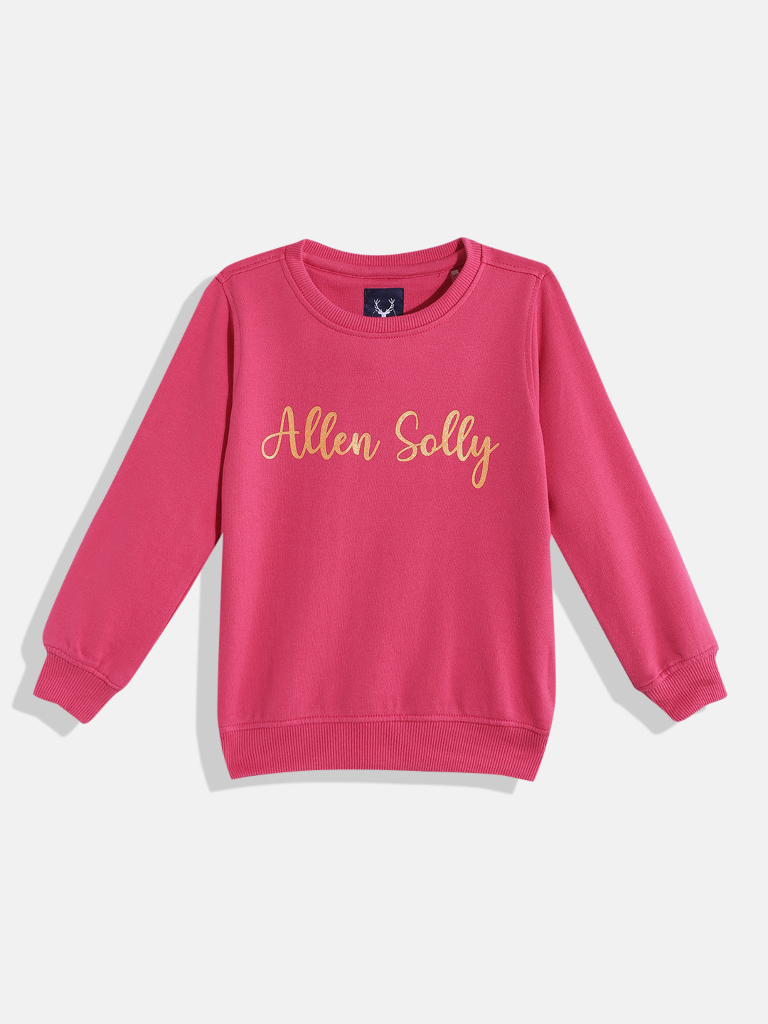 

Allen Solly Junior Girls Fuchsia Pink & Yellow Brand Logo Print Sweatshirt