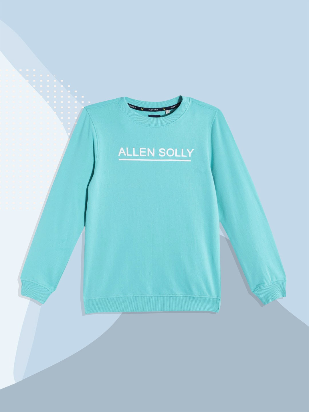 

Allen Solly Junior Boys Turquoise Blue Brand Logo Print Pure Cotton Sweatshirt