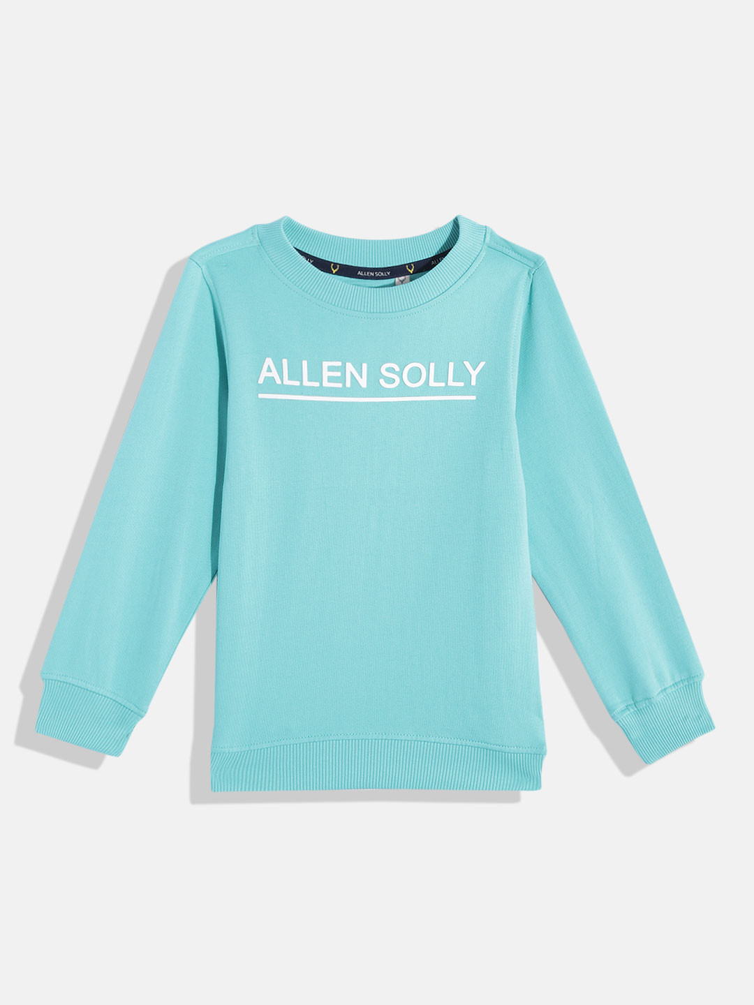 

Allen Solly Junior Boys Green & White Brand Logo Printed Cotton Sweatshirt