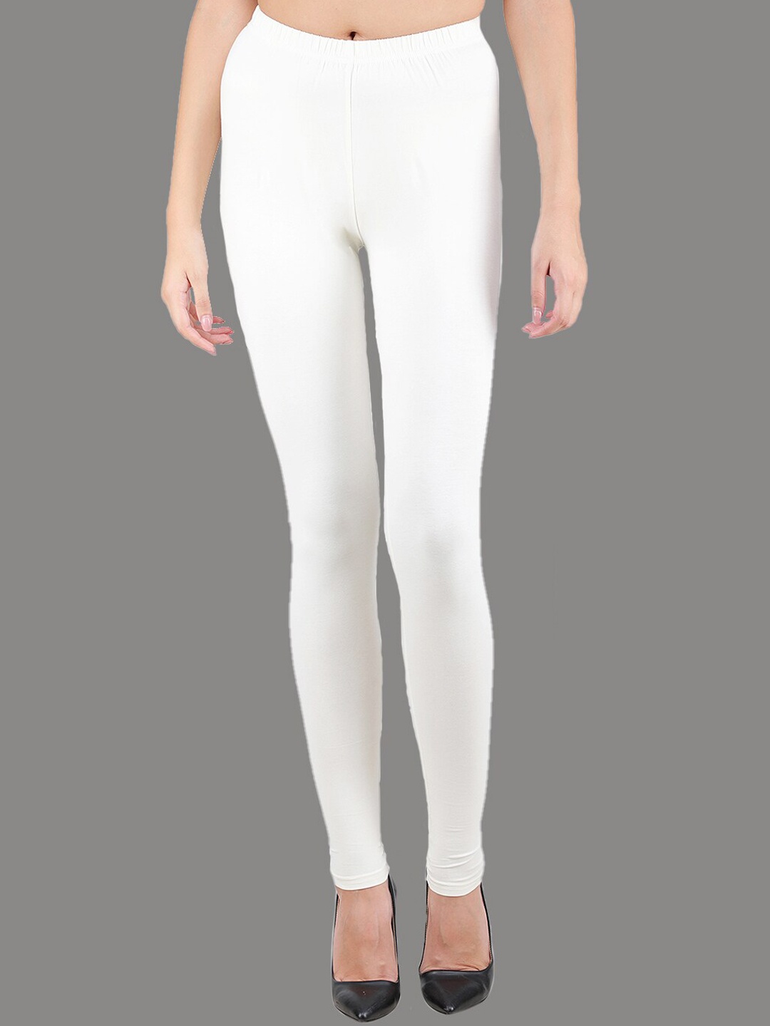 

SPIFFY Women White Solid Ankle Length Leggings