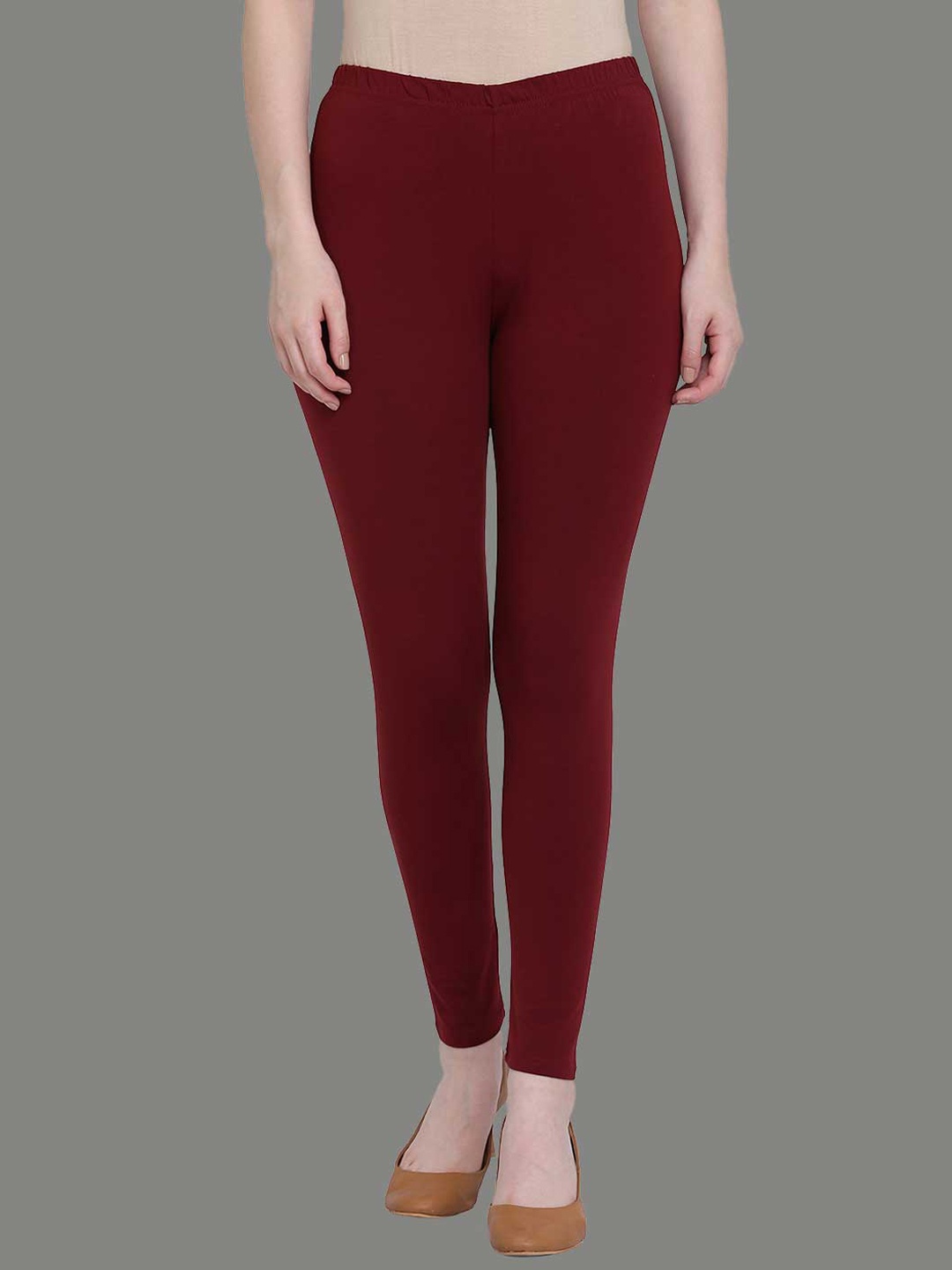 

SPIFFY Women Burgundy Solid Ankle Length Leggings