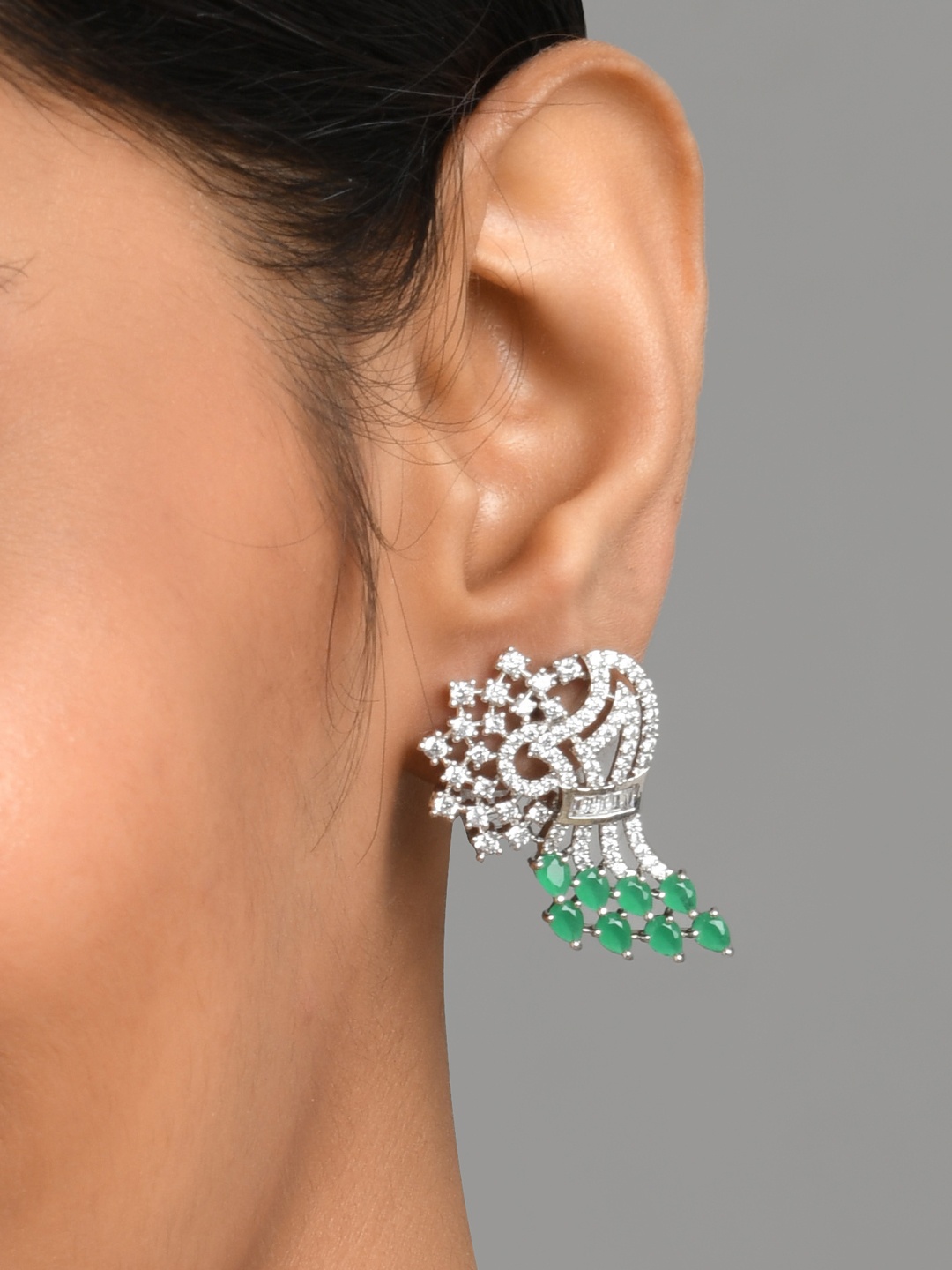 

Fida Silver-Toned Contemporary Drop Earrings