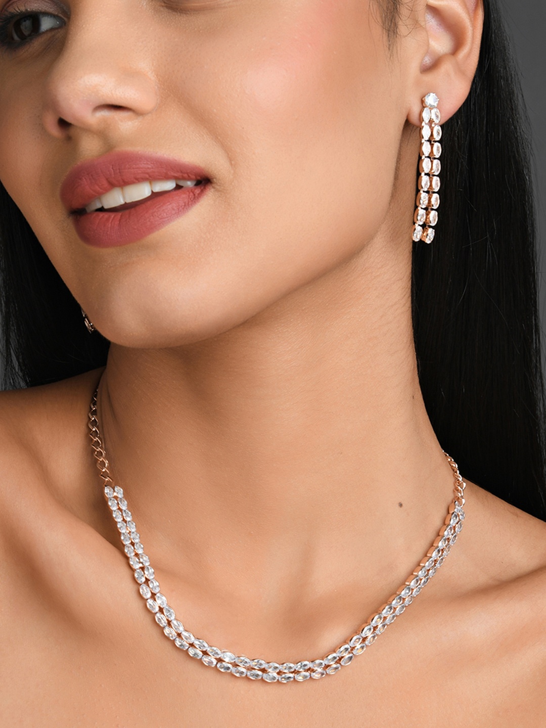 

Fida Rose Gold-Plated & Stone-Studded Jewellery Set