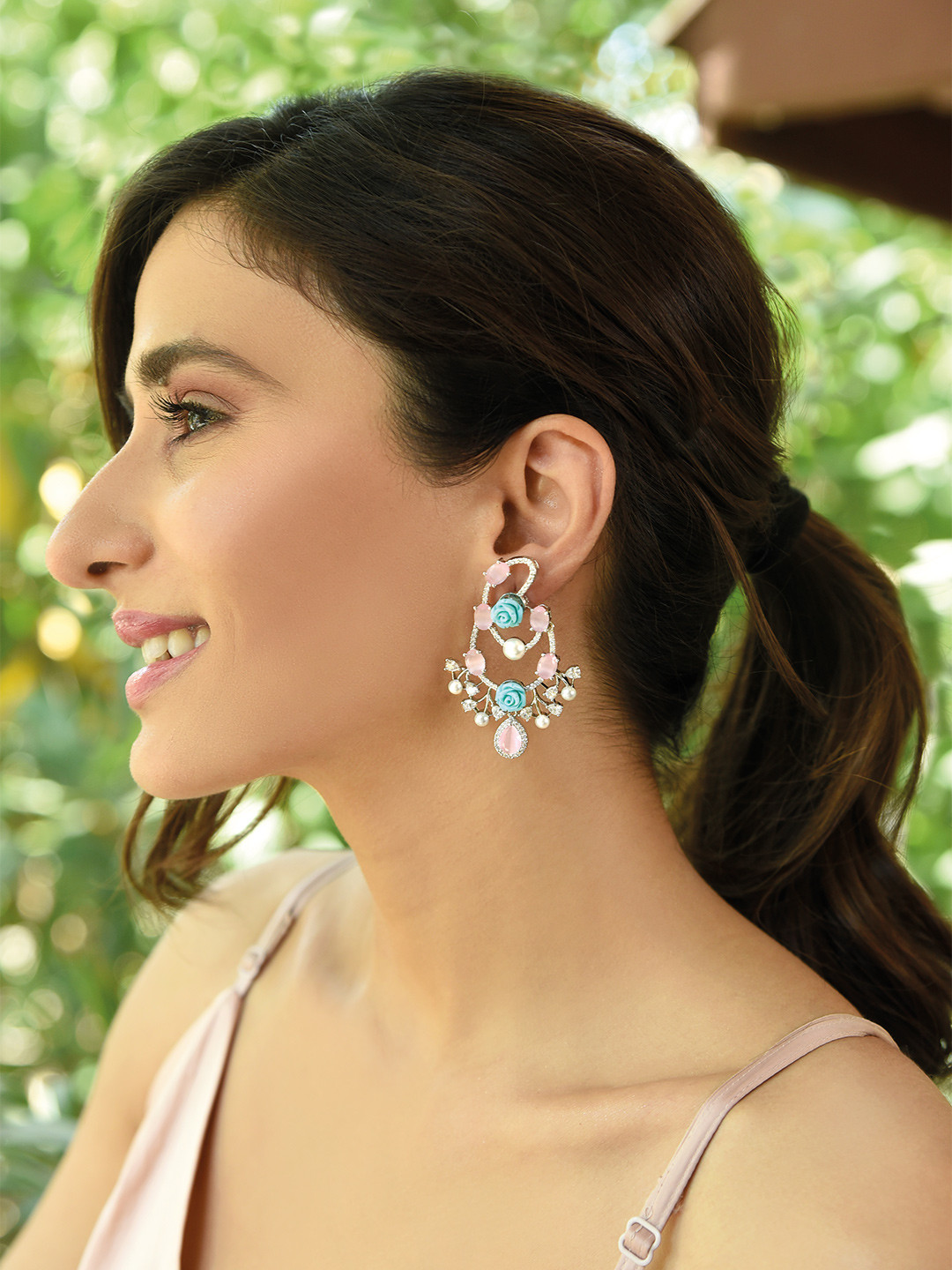 

Fida Pink Floral Drop Earrings