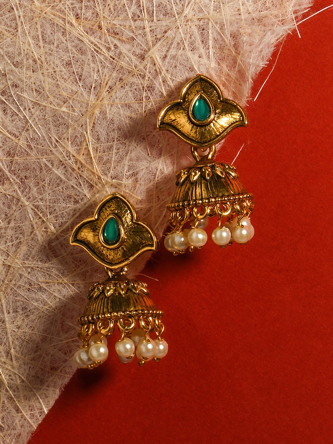 

Fida Gold-Toned Floral Jhumkas Earrings