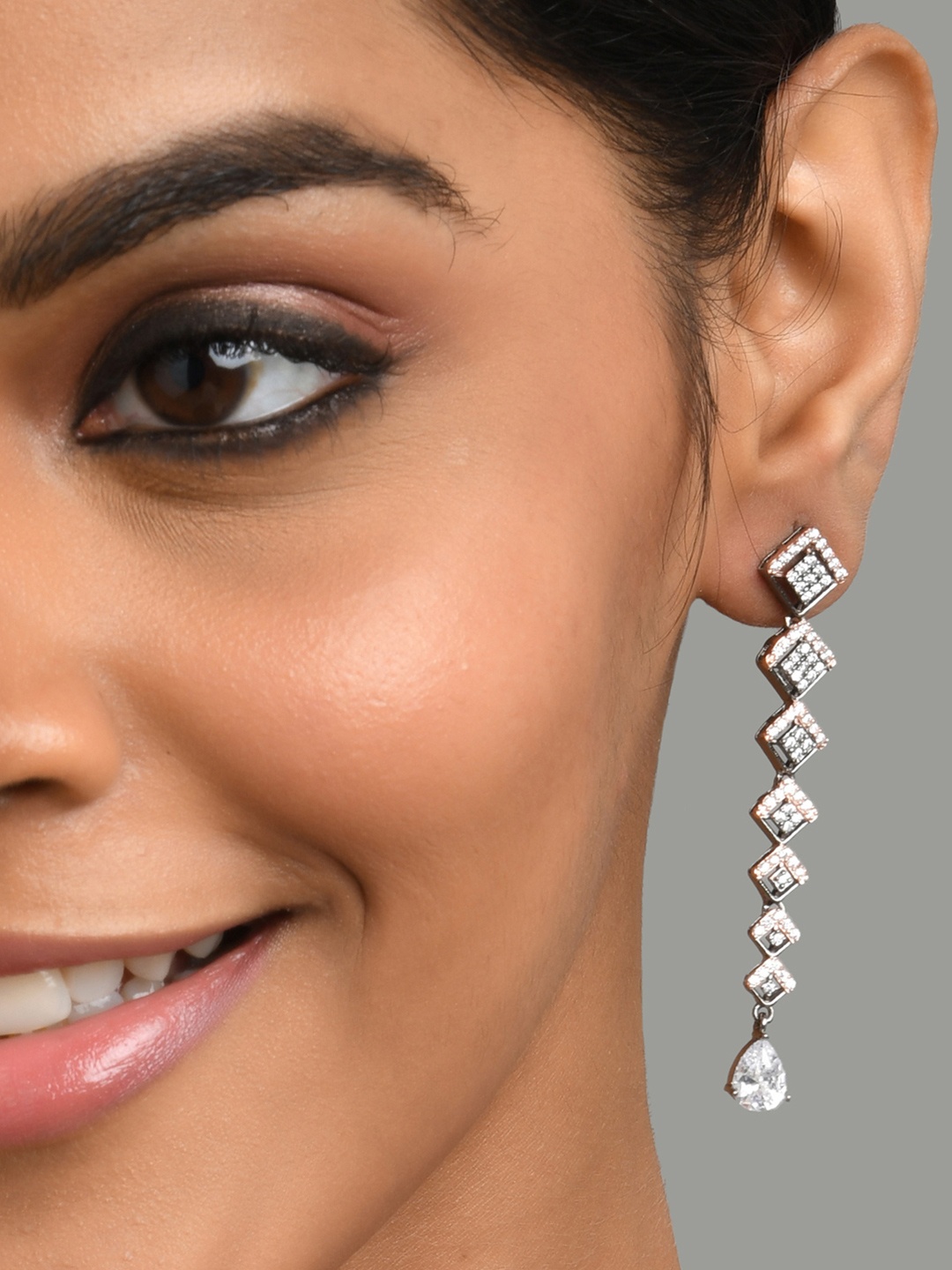 

Fida Silver-Toned Square Half Hoop Earrings