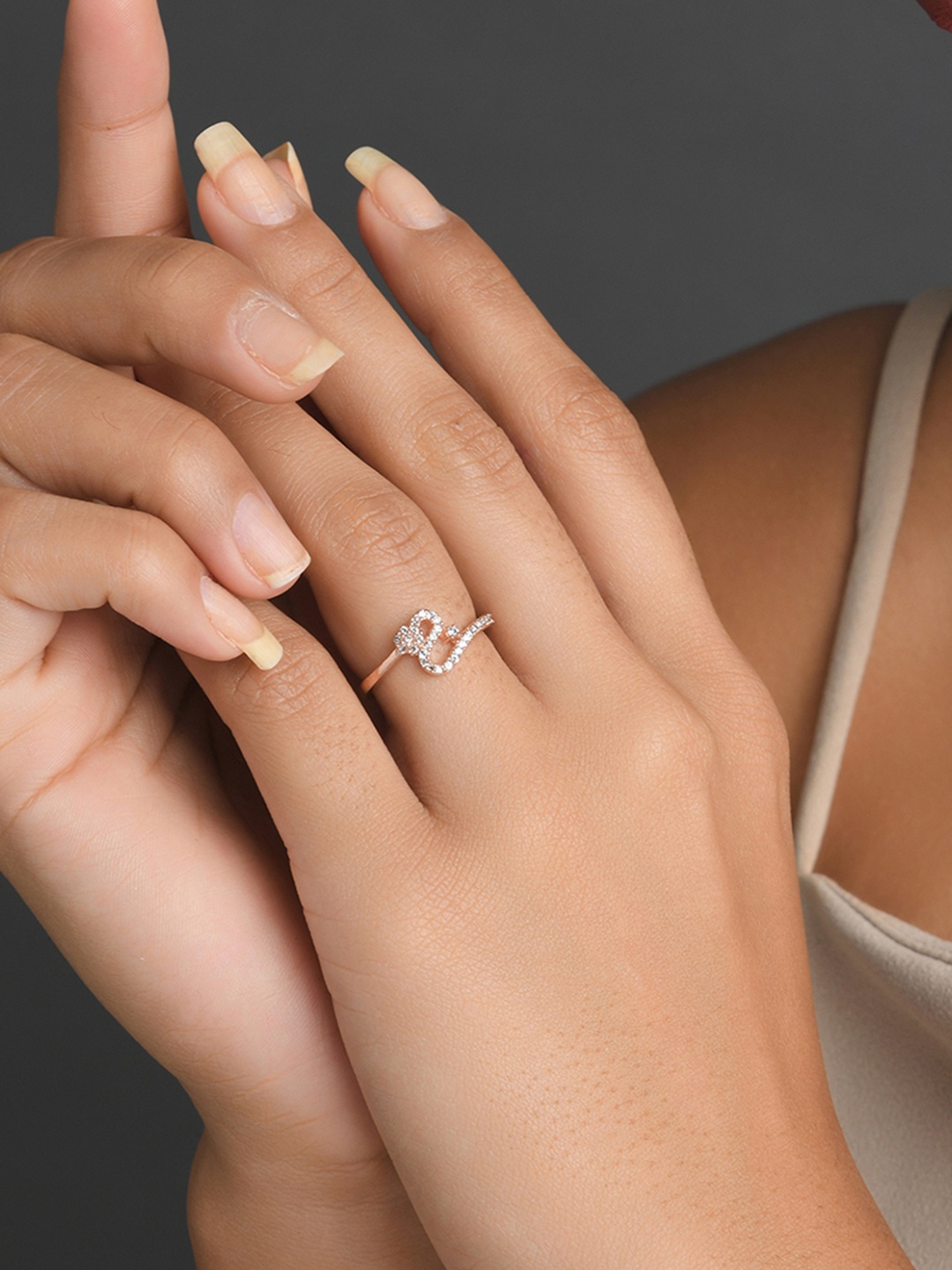 

Fida Rose Gold-Plated White Stone-Studded Finger Rings