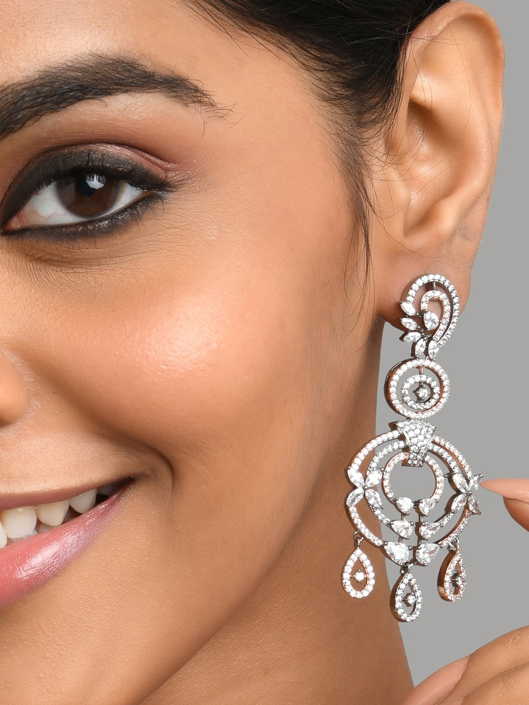 

Fida Silver-Toned Contemporary Drop Earrings