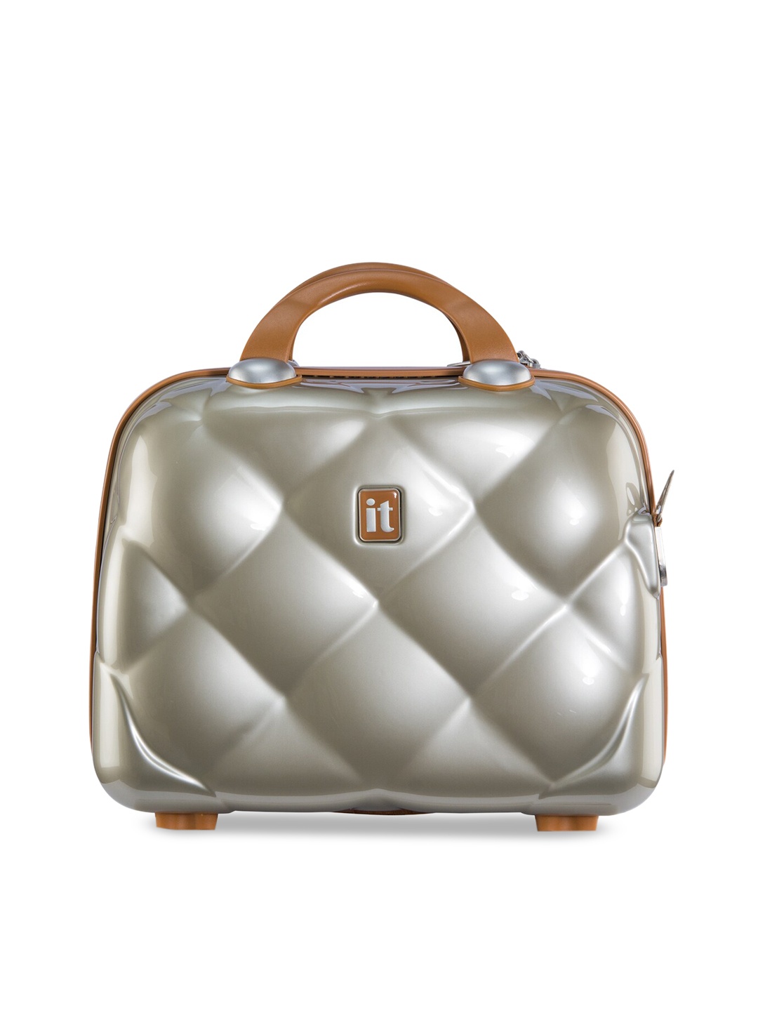 

IT luggage Women Gold Toned Textured Makeup Bag