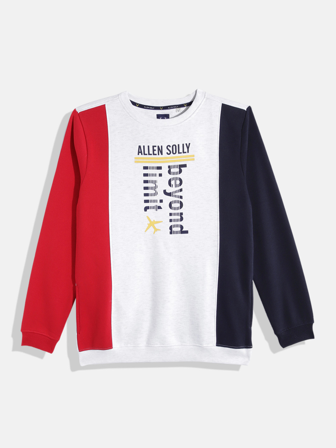 

Allen Solly Junior Boys Colourblocked & Printed Sweatshirt, Grey melange