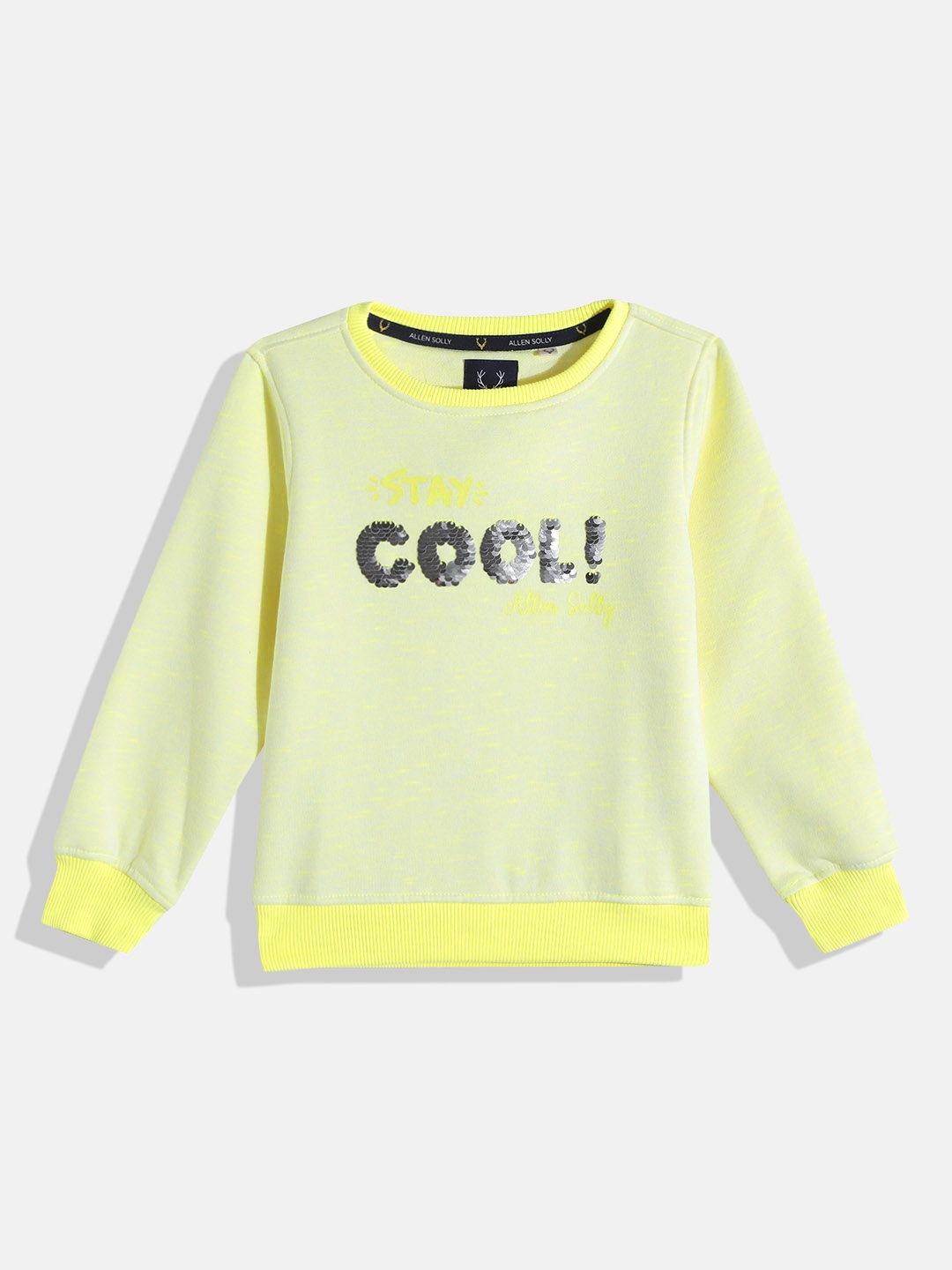 

Allen Solly Junior Girls Fluorescent Green & Silver Sequined Sweatshirt