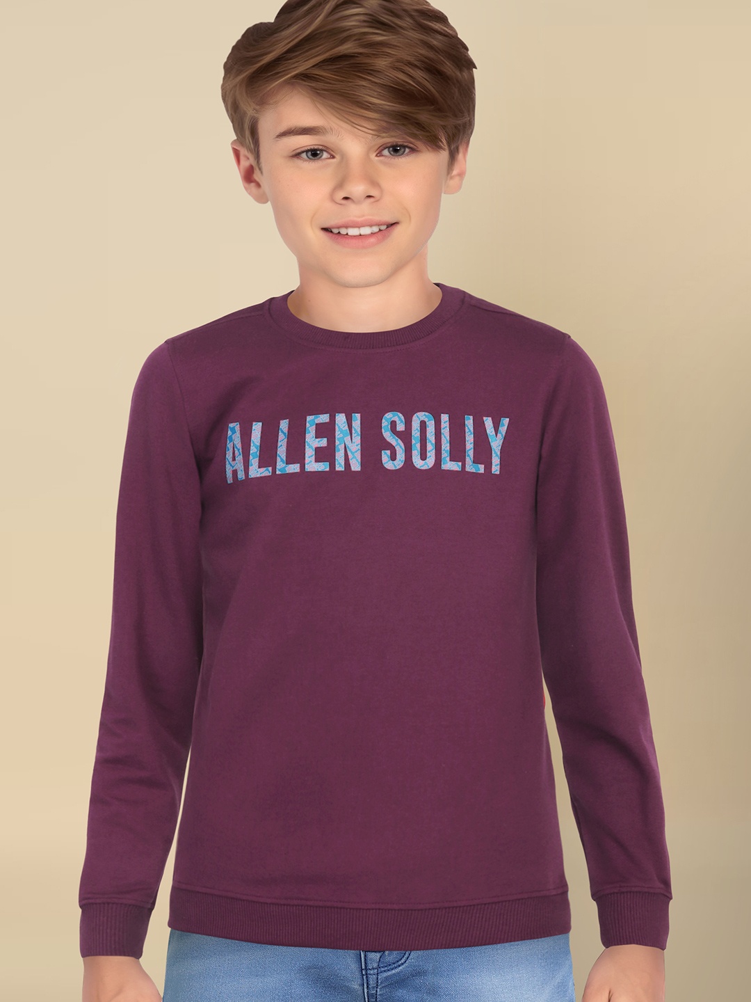 

Allen Solly Junior Boys Purple & Blue Brand Logo Print Sweatshirt