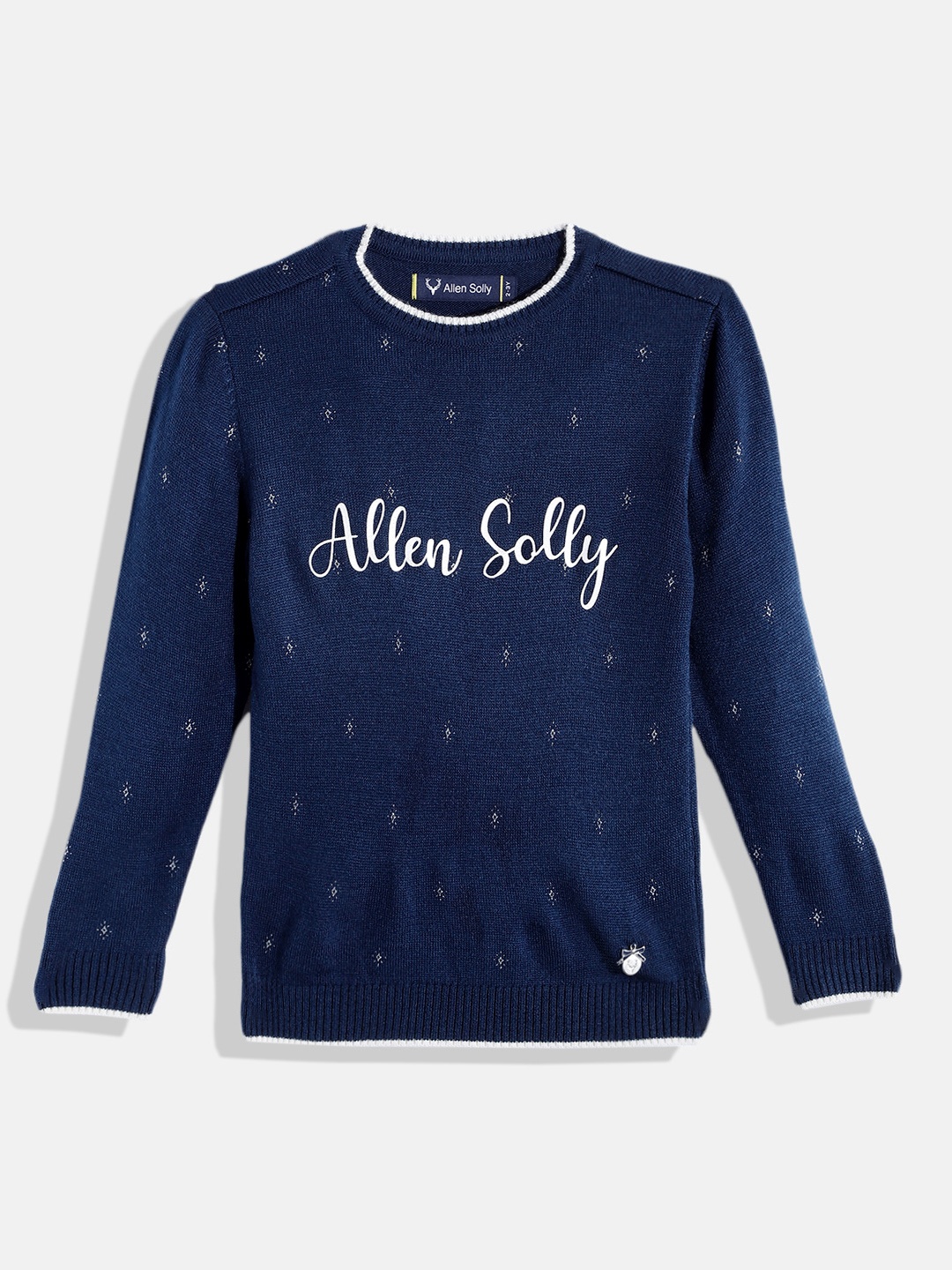 

Allen Solly Junior Girls Navy Blue & White Brand Logo Print Pullover