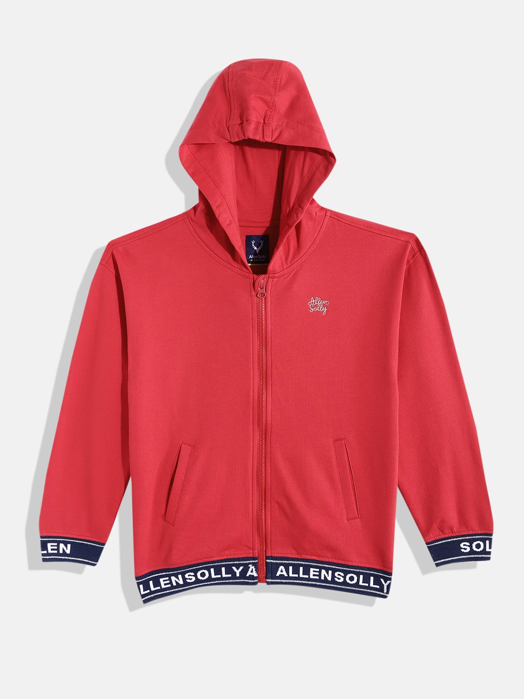 

Allen Solly Junior Girls Red Solid Cotton Hooded Sweatshirt