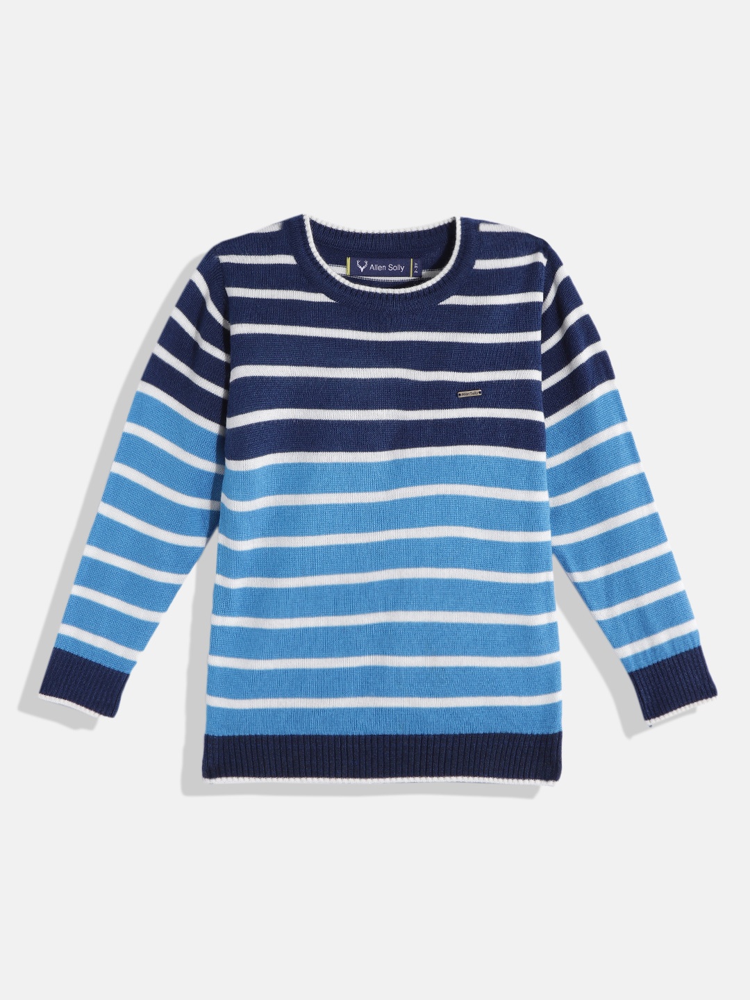 

Allen Solly Junior Boys Blue & White Striped Striped Pullover