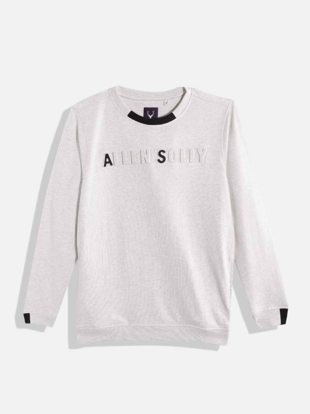

Allen Solly Junior Boys Cream-Coloured Brand Logo Textured Sweatshirt