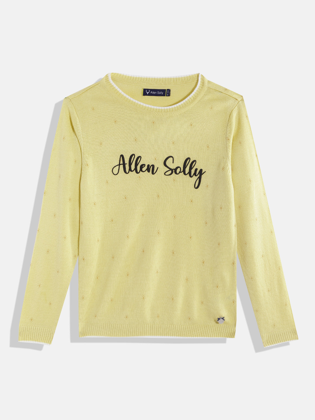 

Allen Solly Junior Girls Yellow & Black Brand Logo Print Pullover