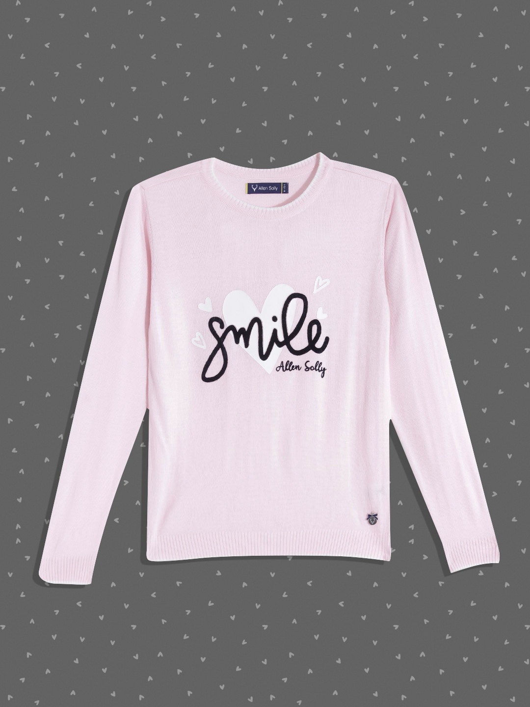Allen Solly Junior Girls Pink & Navy Blue Typography Printed Pullover