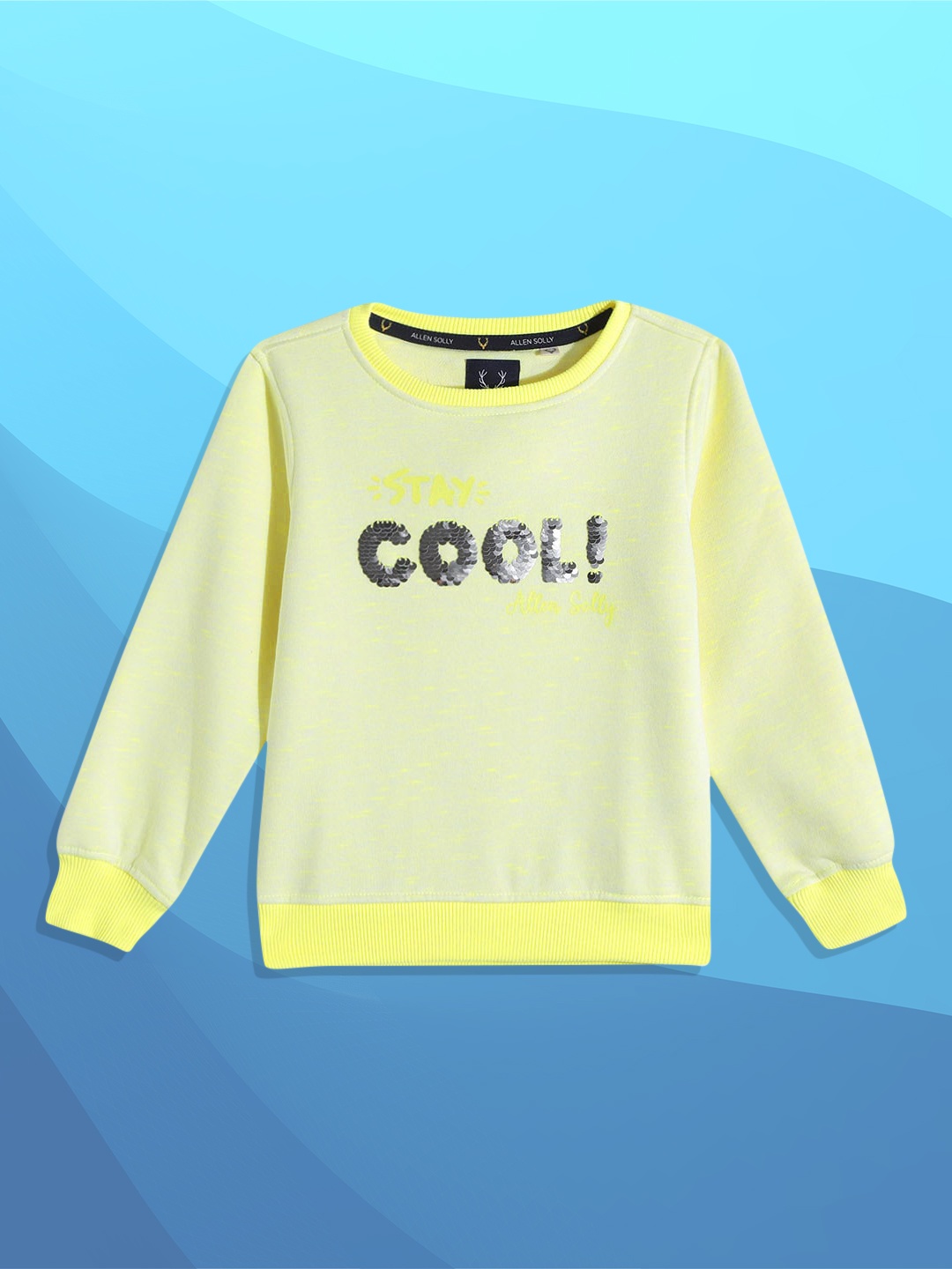

Allen Solly Junior Girls Fluorescent Green & Silver Sequined Sweatshirt